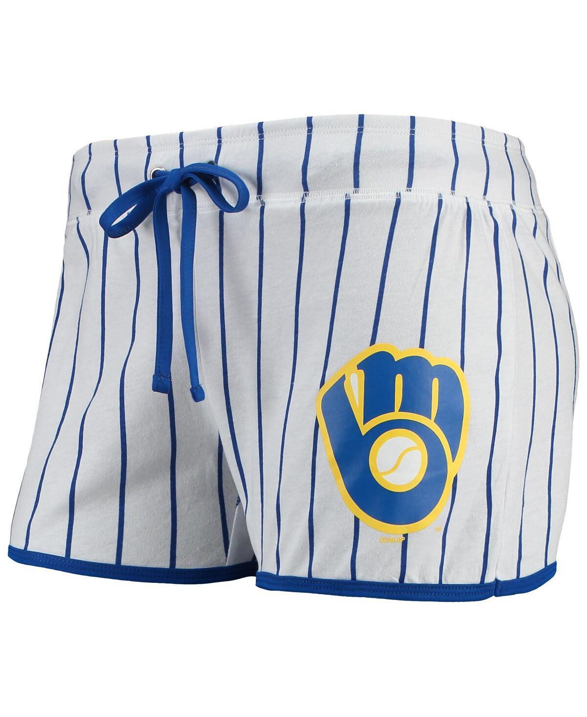 Women's Concepts Sport White/Royal Milwaukee Brewers Vigor Sleep Shorts, Size: Small Product Image