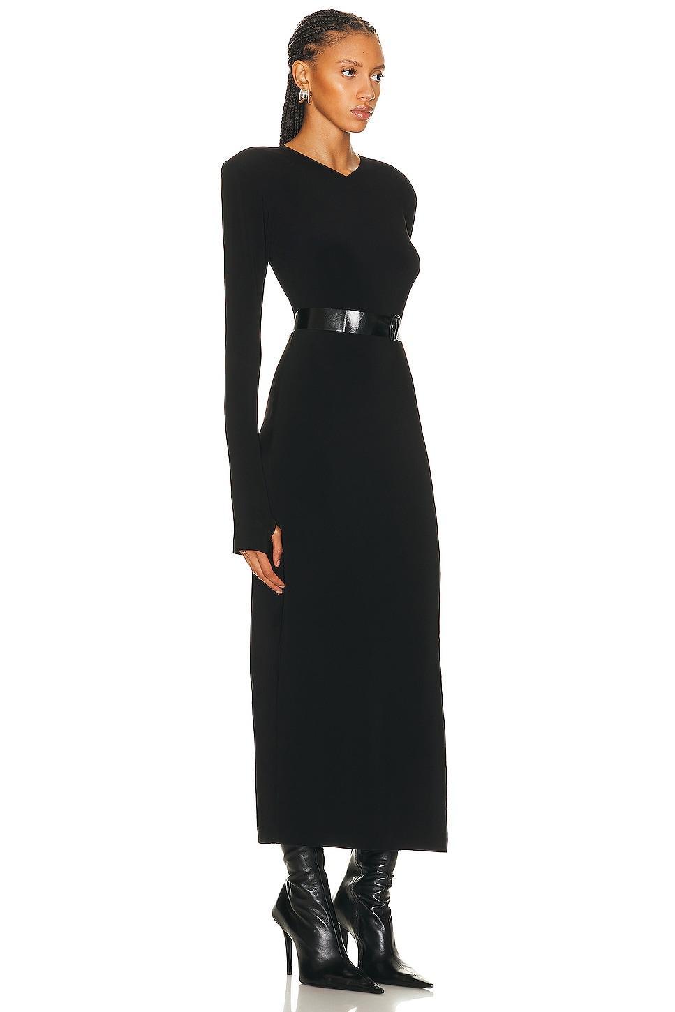 Long Sleeve Shoulder Pad Side Slit Gown Norma Kamali Product Image