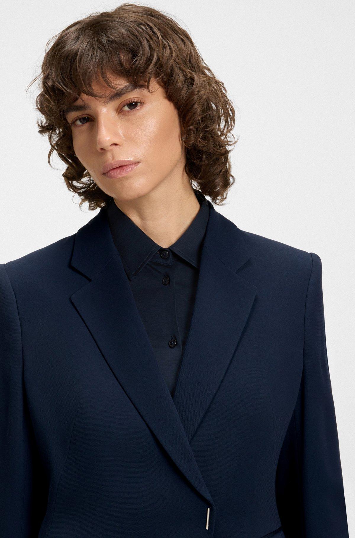 BOSS - Slim-fit blazer with press-stud closure - Dark Blue Product Image