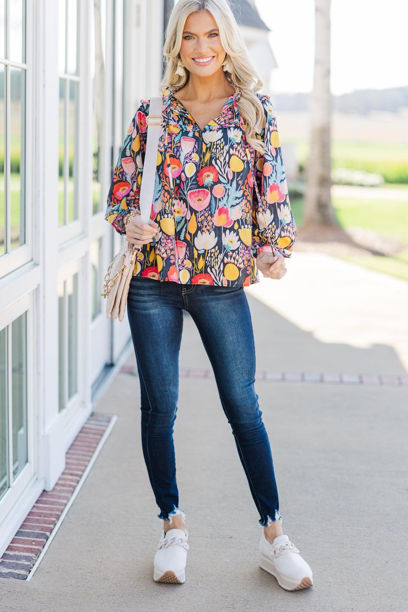 Better Believe It Mustard Floral Blouse Female Product Image