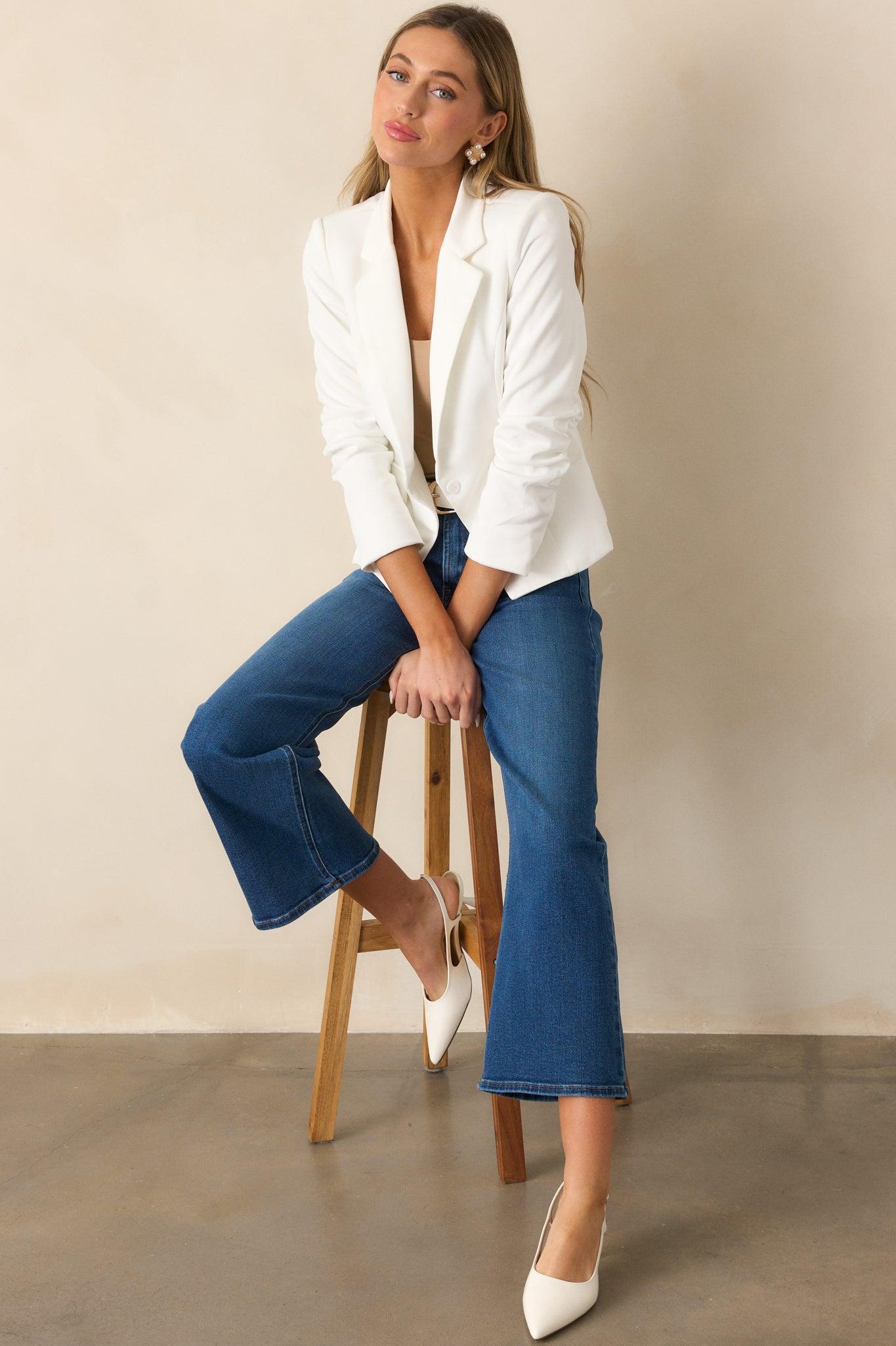 Coffee Break White Blazer Product Image