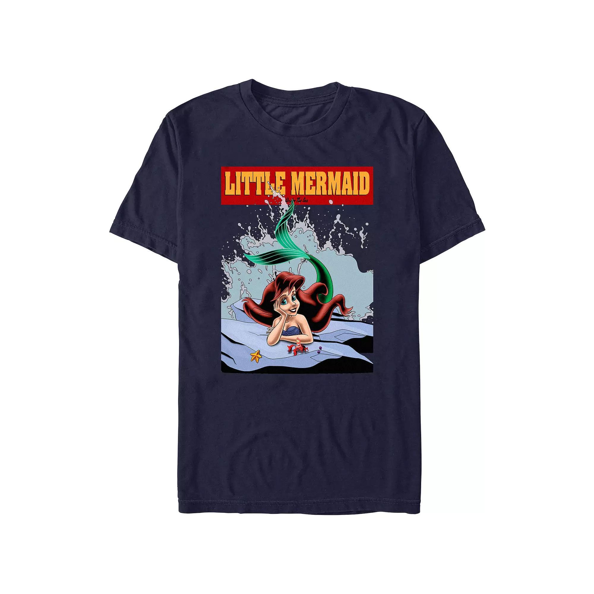 Disney's The Little Mermaid Ariel On A Rock Poster Juniors' Boyfriend Graphic Tee, Women's, Size: Medium, Blue Product Image