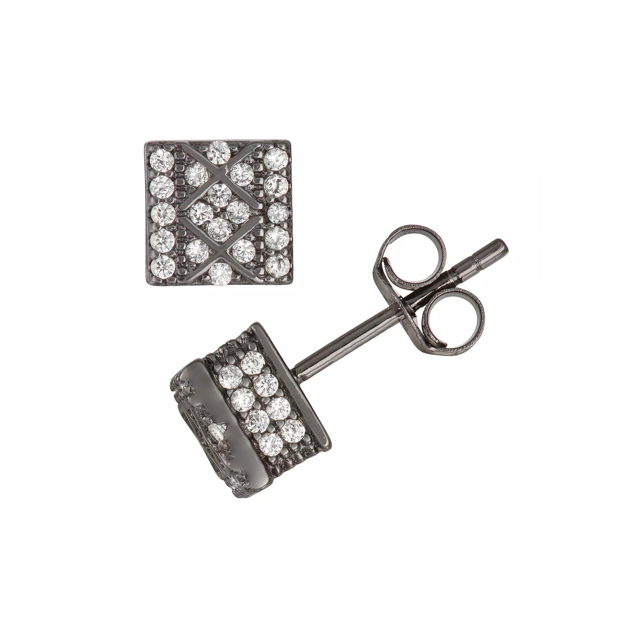 Designs by Gioelli Mens Sterling Silver Cubic Zirconia Stud Earrings, Silver Tone Product Image