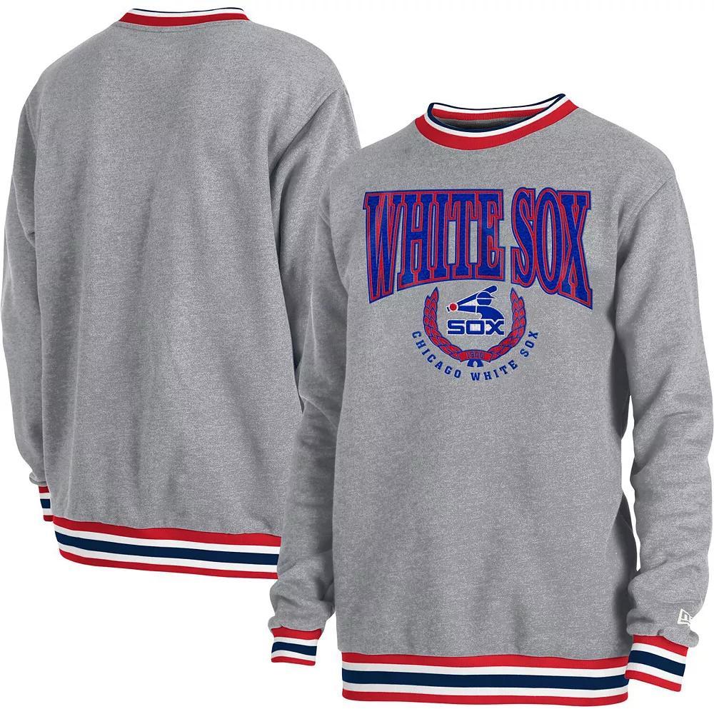 Men's New Era  Heather Gray Chicago White Sox Throwback Classic Pullover Sweatshirt, Size: 2XL, Grey Product Image