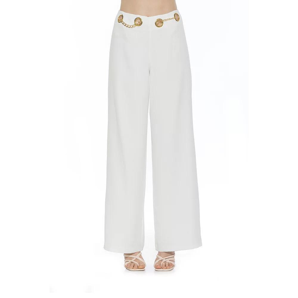 Women's ALEXIA ADMOR Cassie Wide Leg Mid Rise Pants, Size: 10, Ivory Product Image