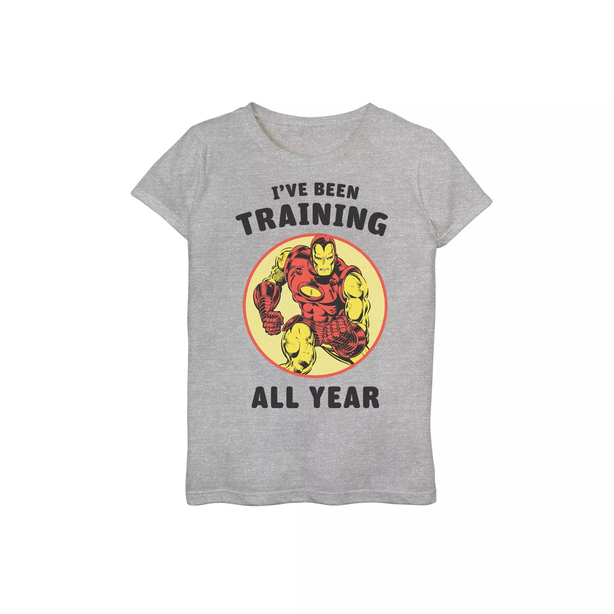 Girls 7-16 Girls Marvel Iron Man Year Training Graphic Tee, Girl's, Size: XL, Athletic Grey Product Image