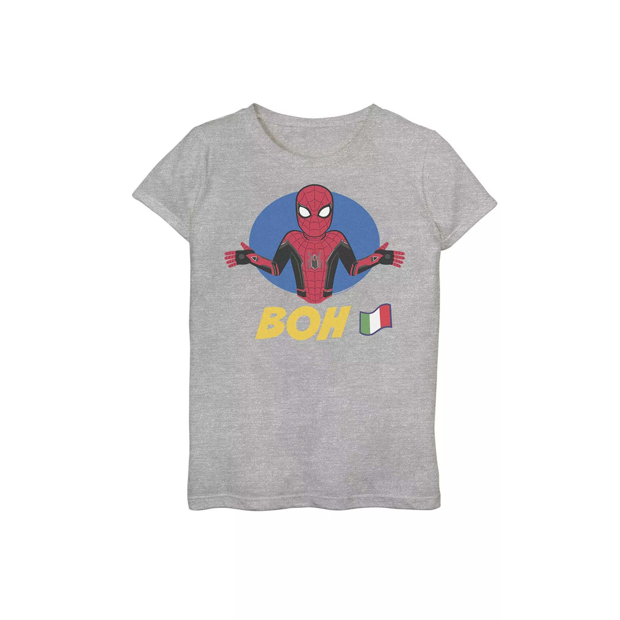 Girls 7-16 Marvel Spider-Man Far From Home BOH French Flag Graphic Tee, Girl's, Size: Large, Athletic Grey Product Image