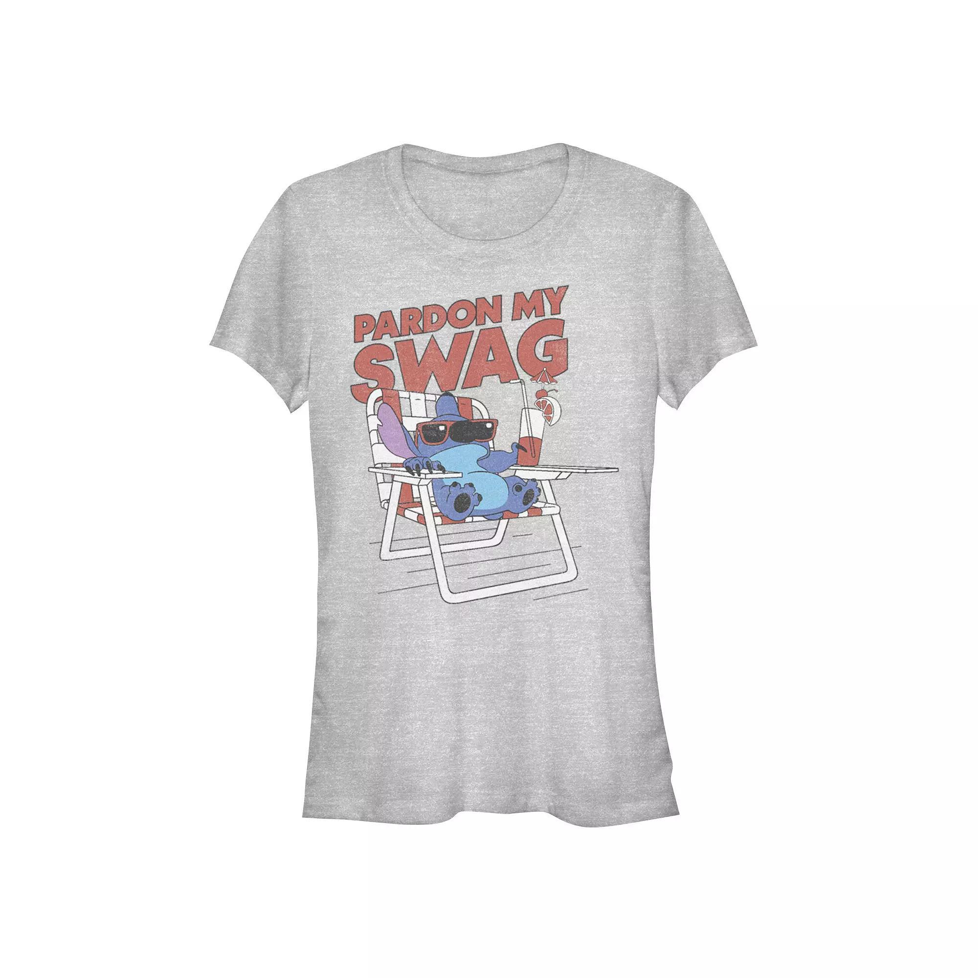 Disney's Lilo & Stitch Women's Pardon My Swag Stitch Tee, Girl's, Size: Medium, Athletic Grey Product Image