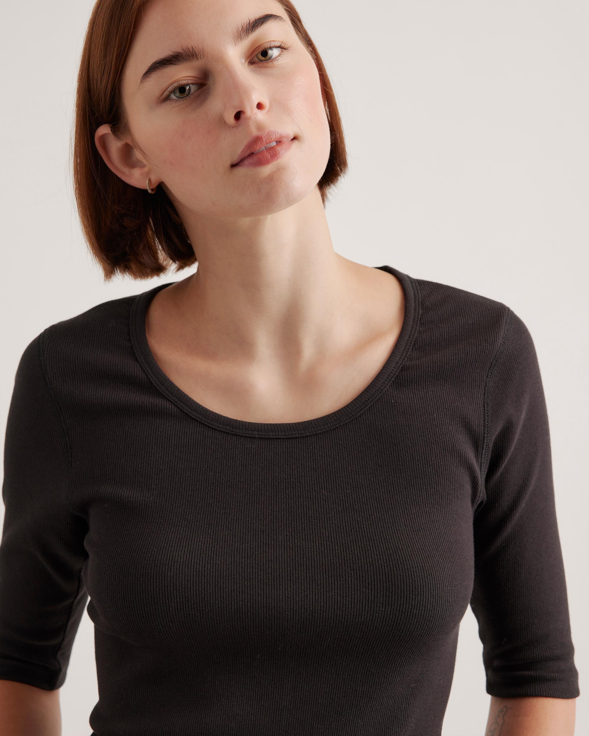 Quince | Women's Micro-Rib Elbow Sleeve T-Shirt Size XS, Organic Cotton Product Image