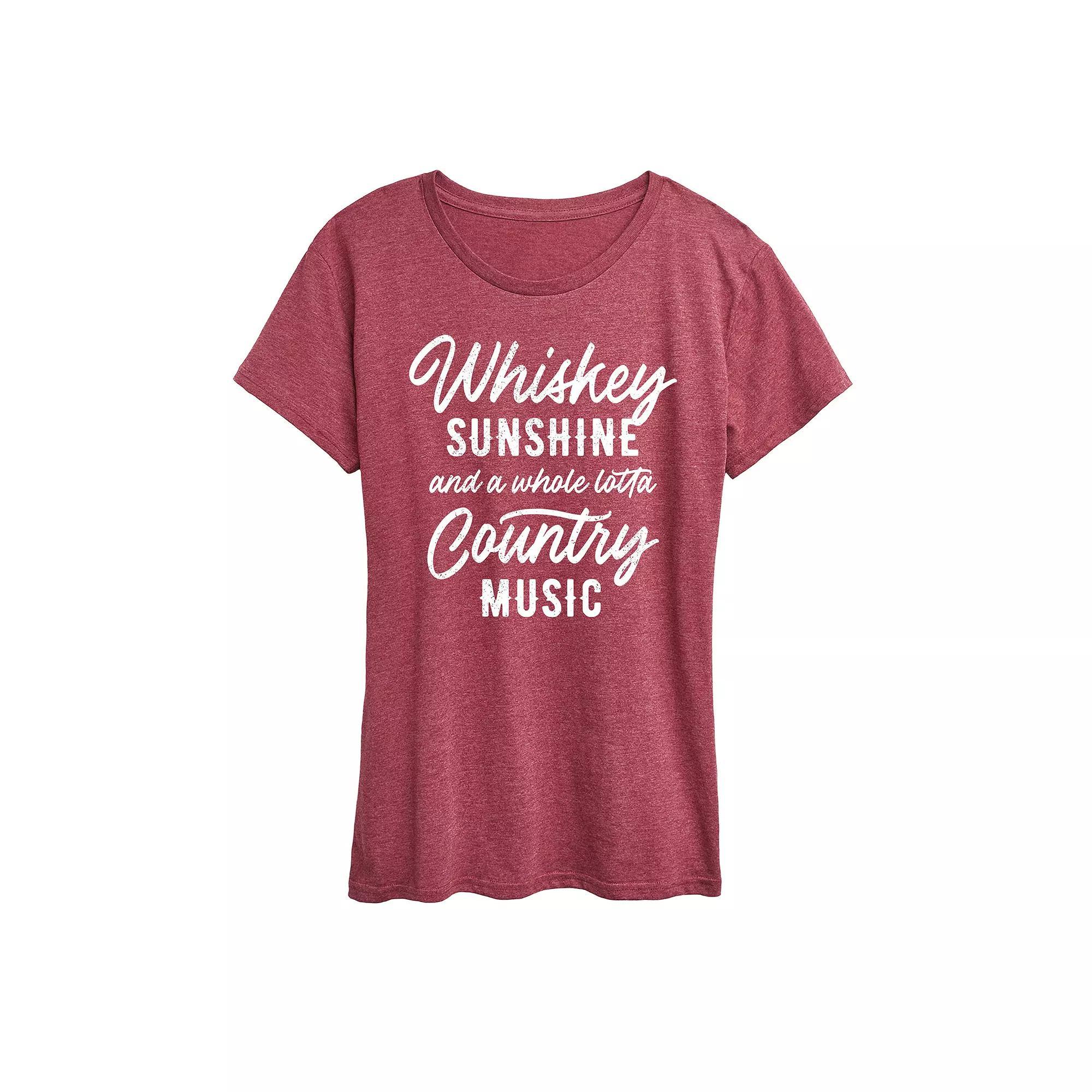 Womens Whiskey Sunshine Country Music Graphic Tee Grey Green Product Image