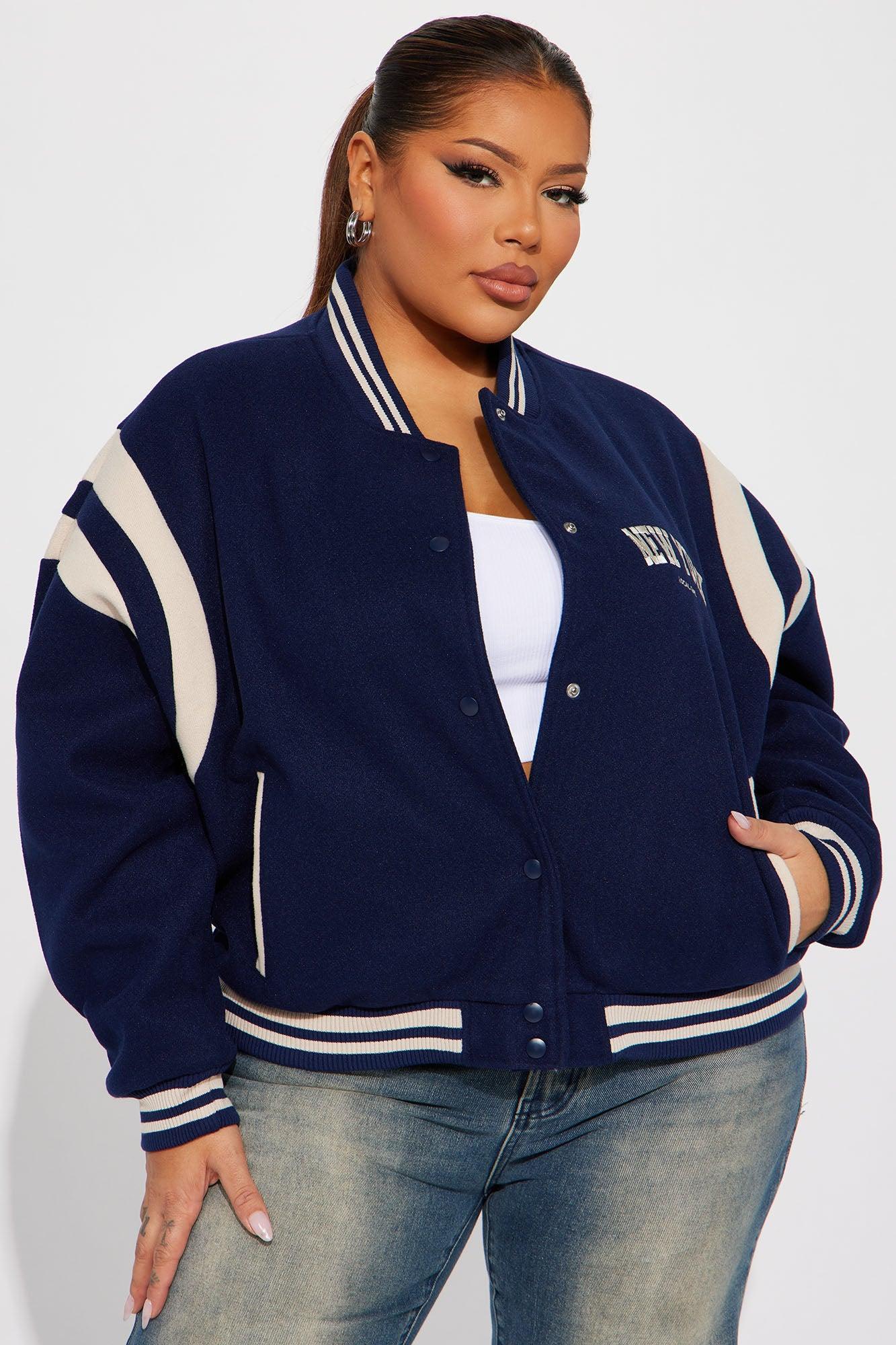 Manhattan Babe Varsity Jacket - Navy Product Image