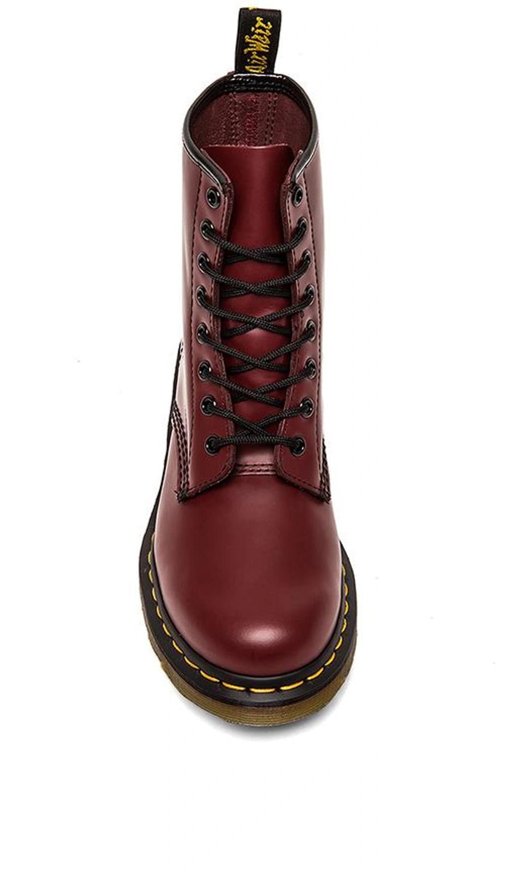 DR. MARTENS' 1460 Combat Boots In Bordeaux Leather In Cherry Red Product Image