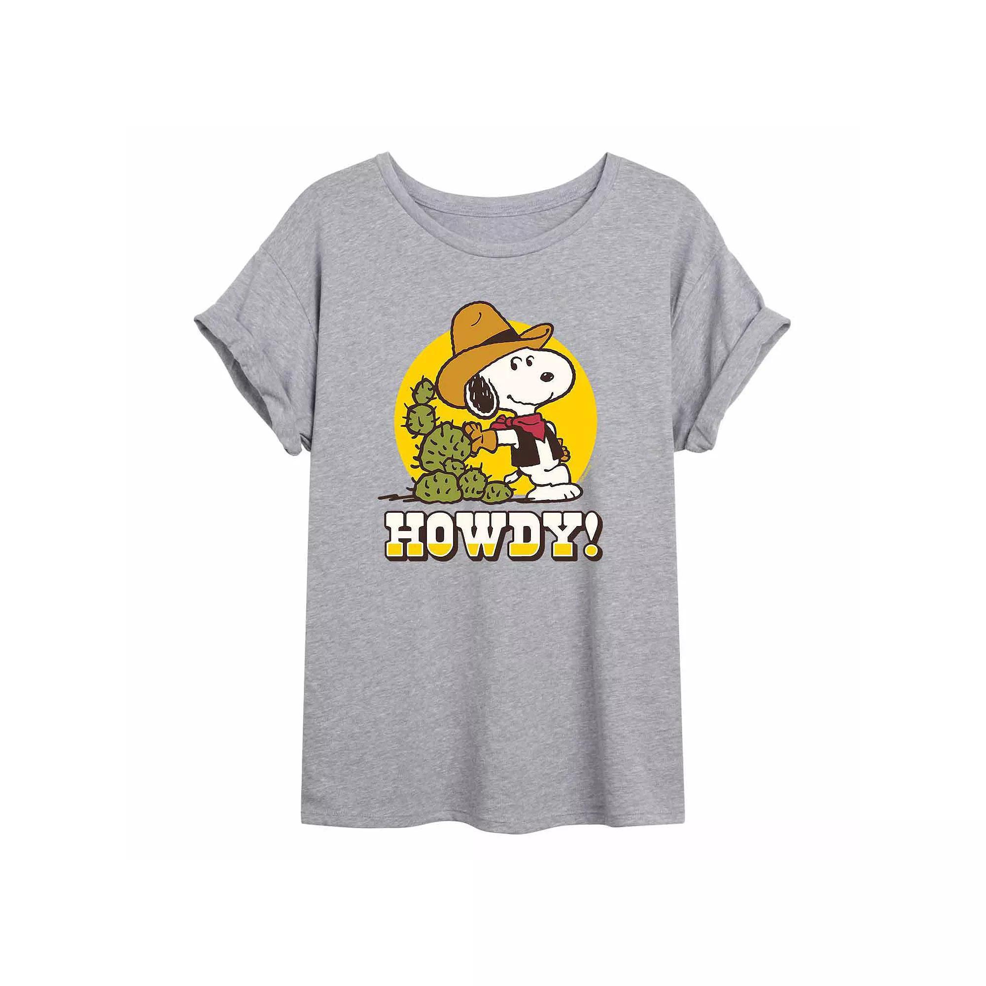 Juniors Peanuts Howdy Western Oversized Graphic Tee, Girls Product Image