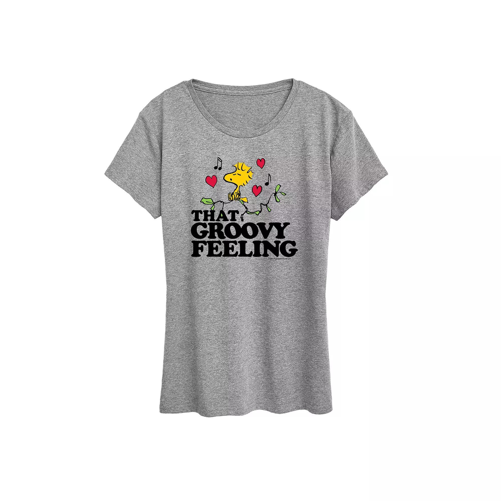 Womens Peanuts Woodstock Groovy Feeling Graphic Tee Product Image