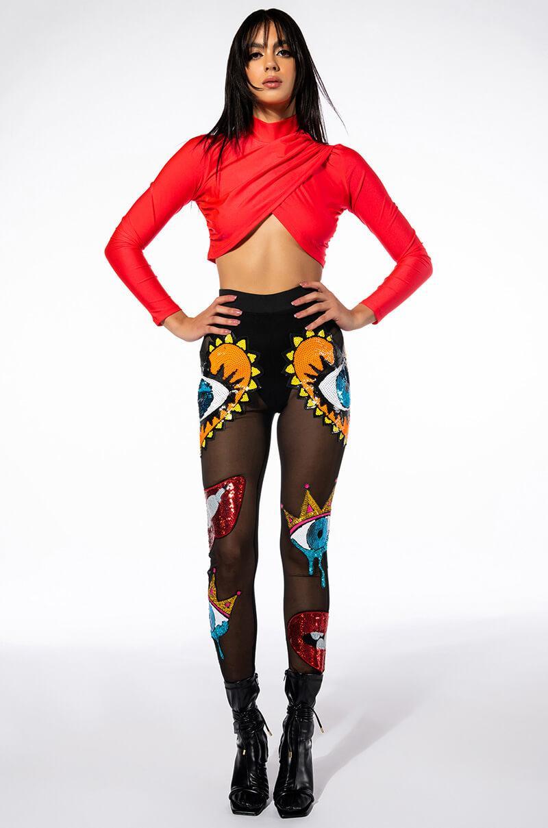 TIA WRAP FITTED LONG SLEEVE TOP Product Image