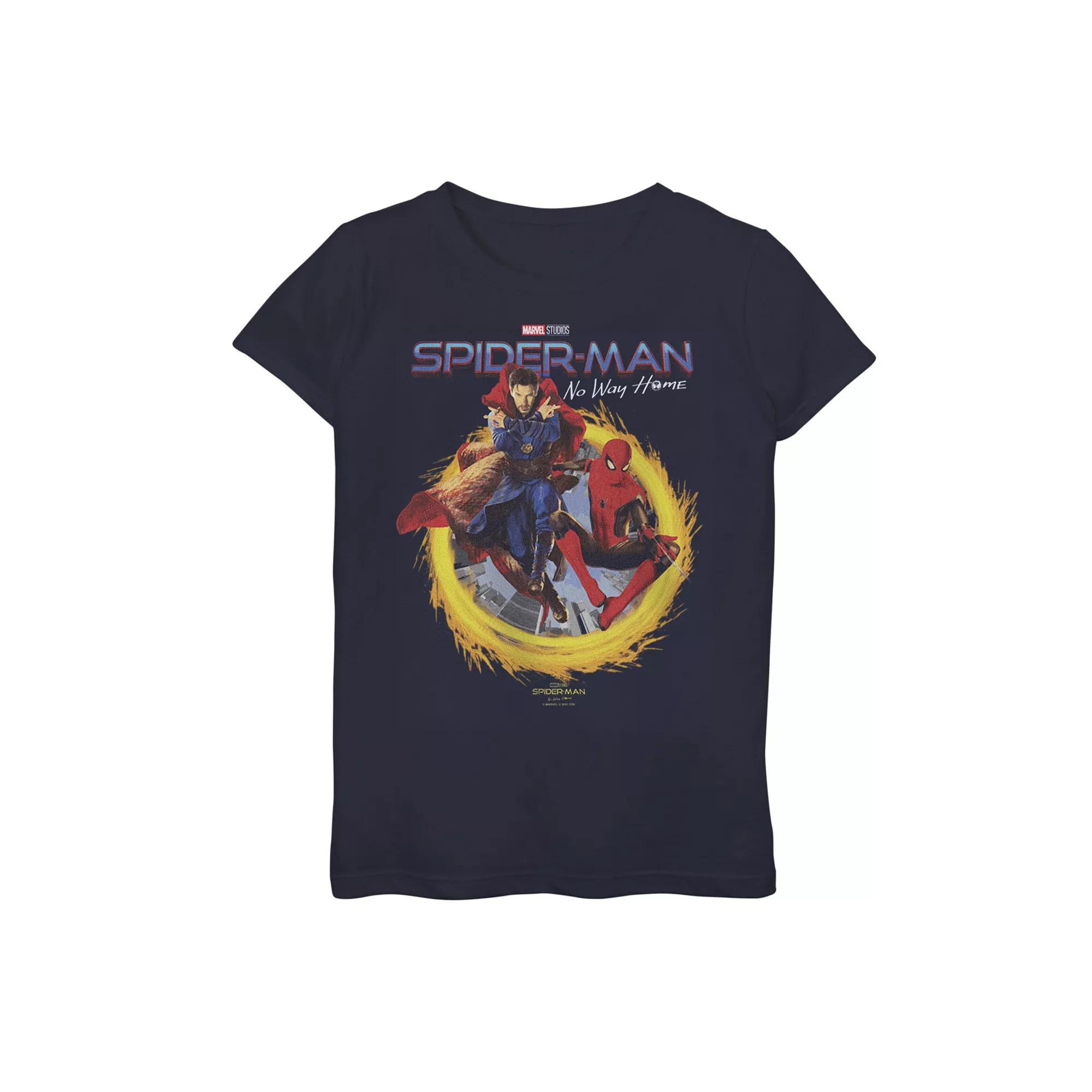 Girls 7-16 Marvel Spider-Man No Way Home Spidey Doctor Strange Poster Graphic Tee, Girl's, Size: Small, Blue Product Image