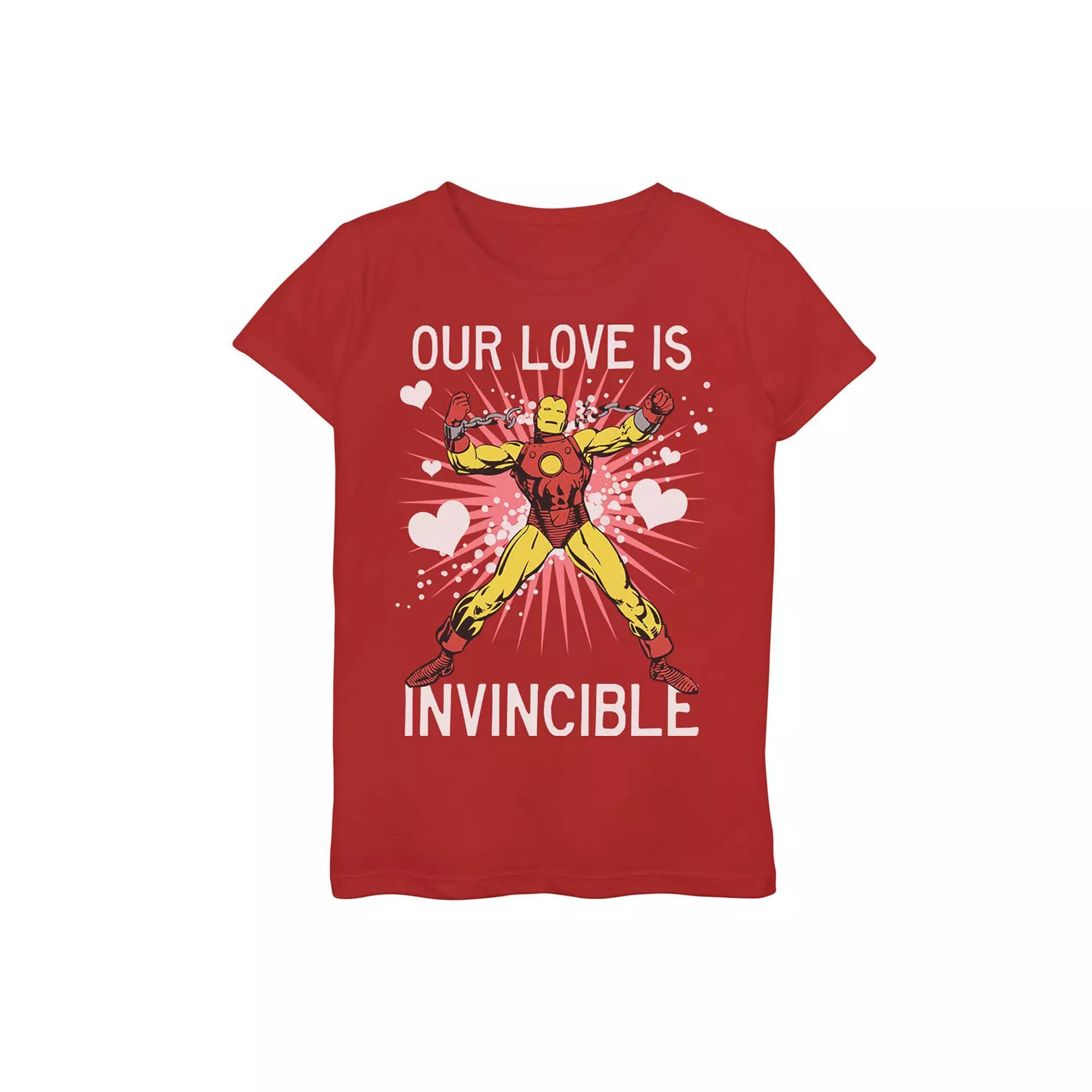 Girls 7-16 Marvel Iron Man "Our Love Is Invincible" Valentine's Day Tee, Girl's, Size: Large, Red Product Image