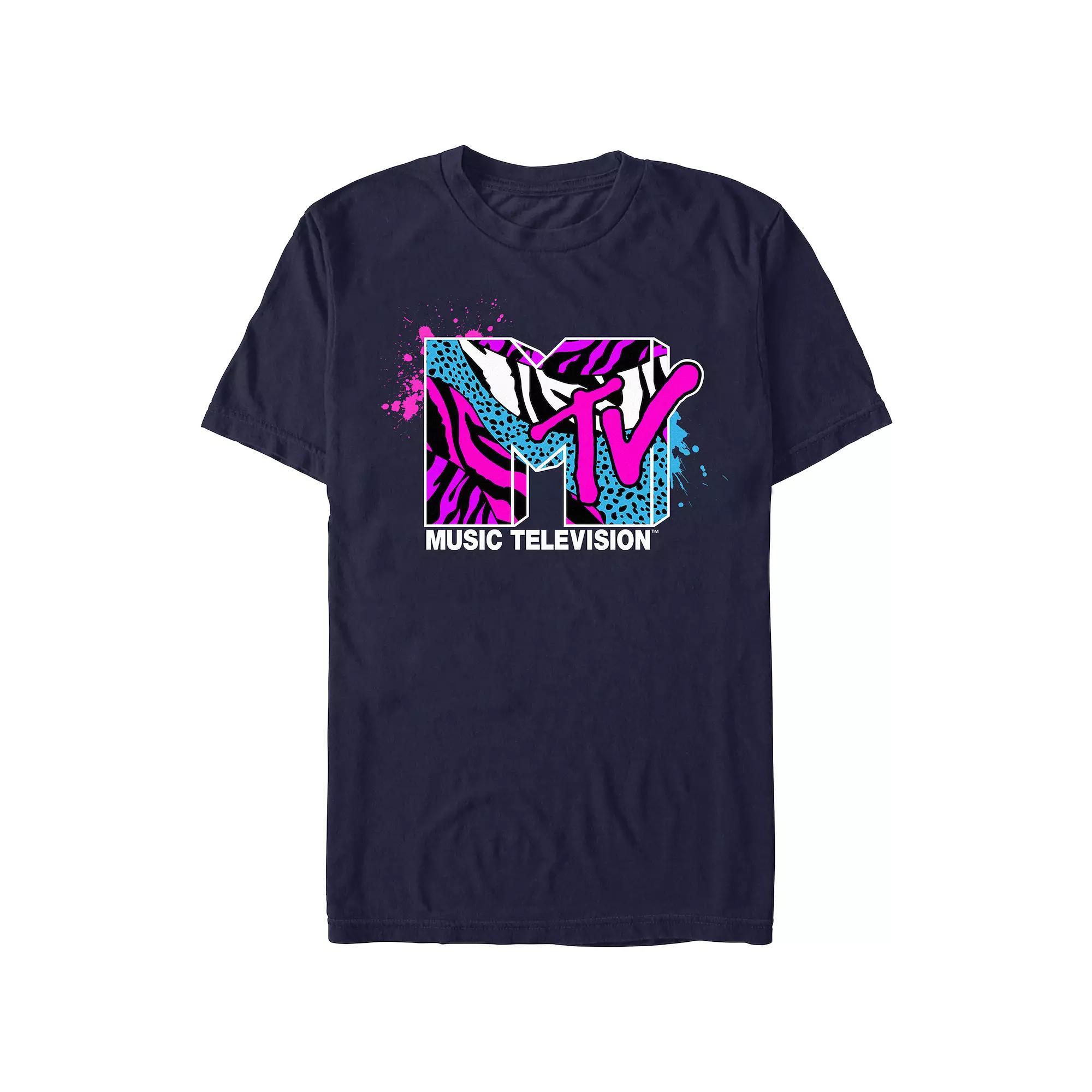 Juniors' MTV Wild Zebra Print Logo Graphic Tee, Women's, Size: Medium, Blue Product Image