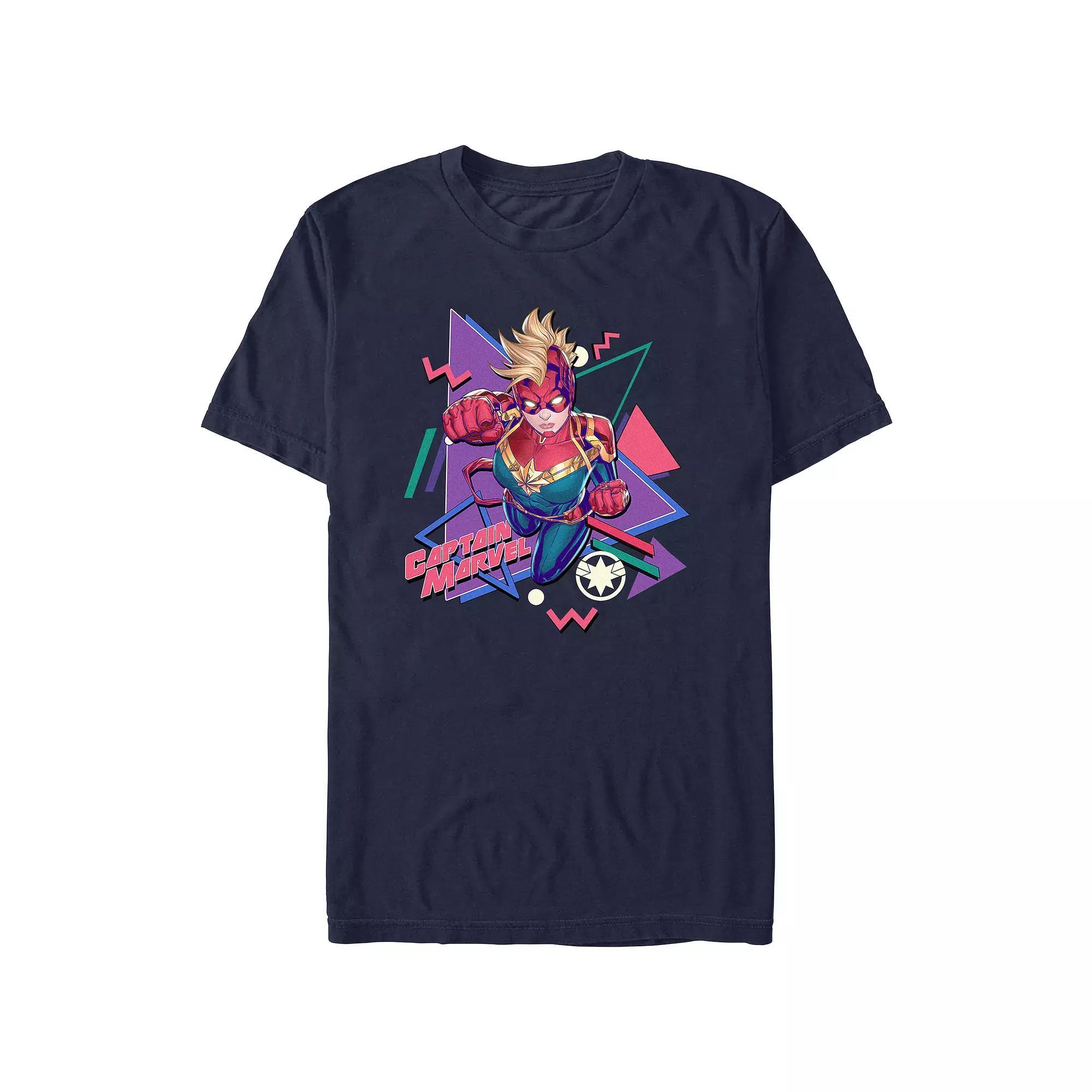 Juniors' Captain Marvel 90s Style Boyfriend Graphic Tee, Women's, Size: Small, Blue Product Image