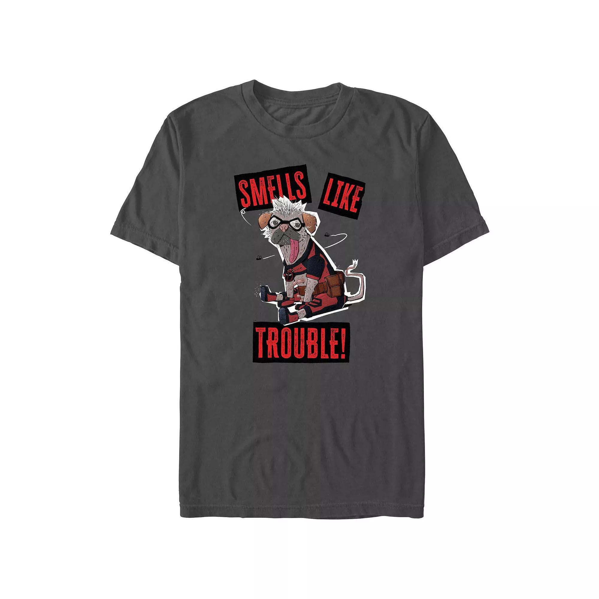 Men's Deadpool And Wolverine Dogpool Trouble Flies Graphic Tee, Size: Small, Grey Product Image