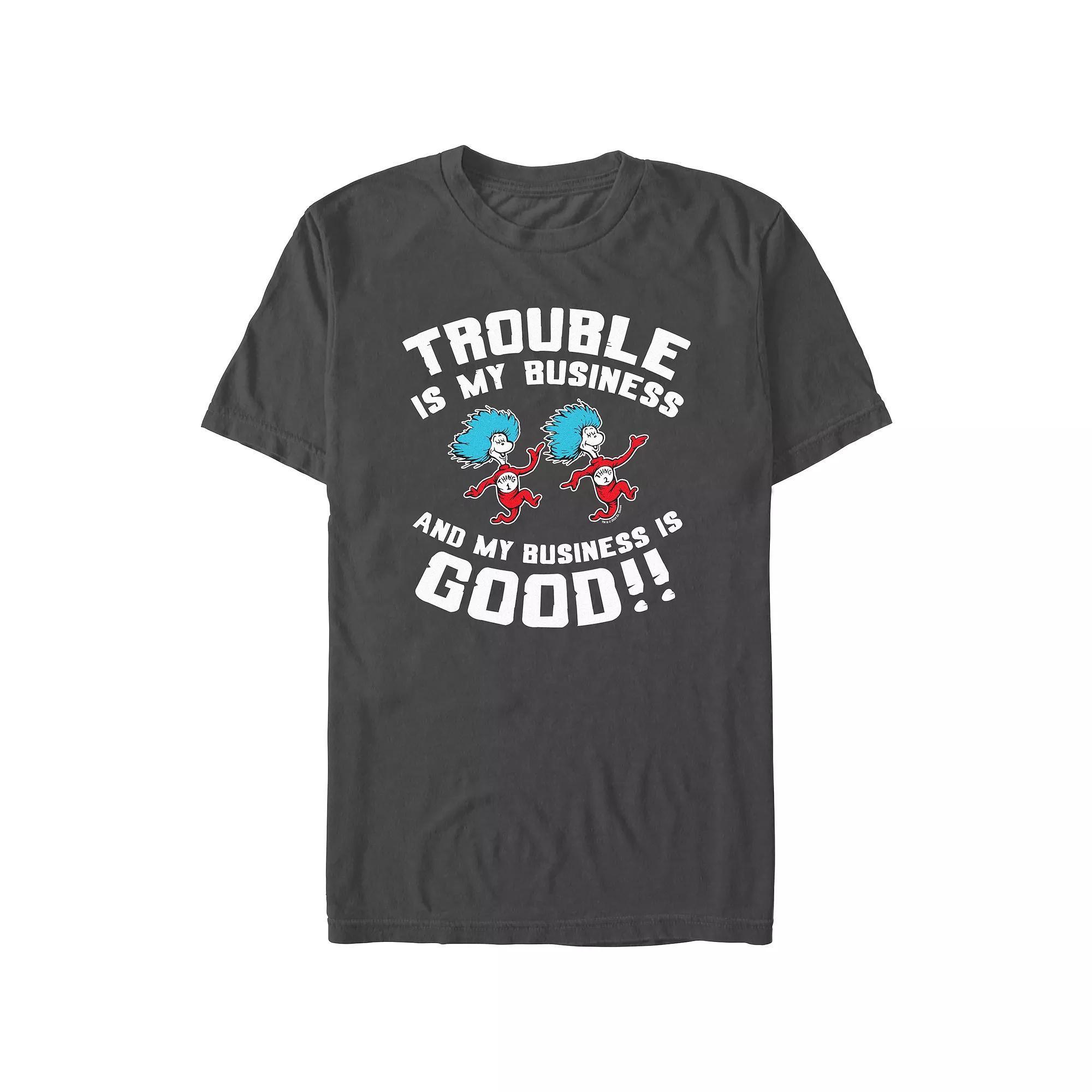 Men's Dr. Seuss Trouble Is My Business Graphic Tee, Size: Small, Grey Product Image