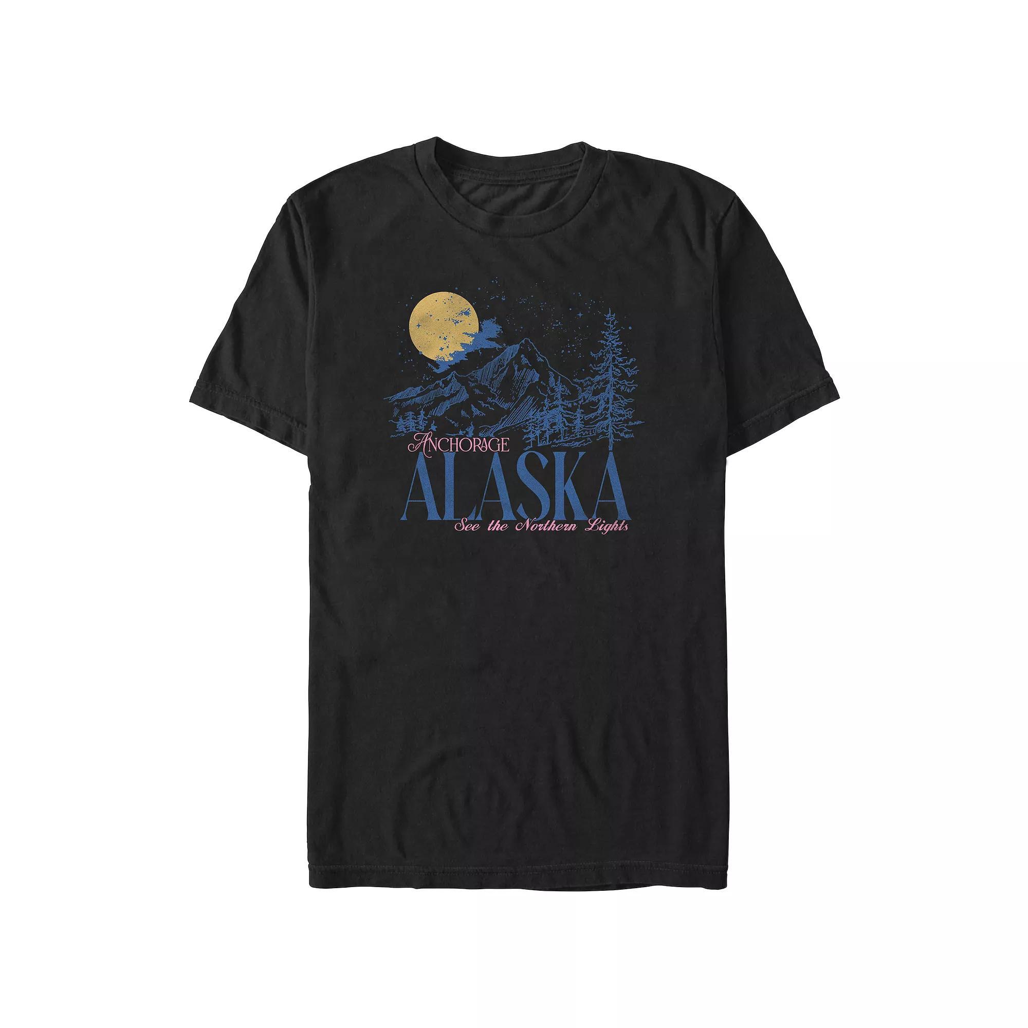 Big & Tall Anchorage Alaska See The Northern Lights Graphic Tee, Men's, Size: 3XB, Black Product Image