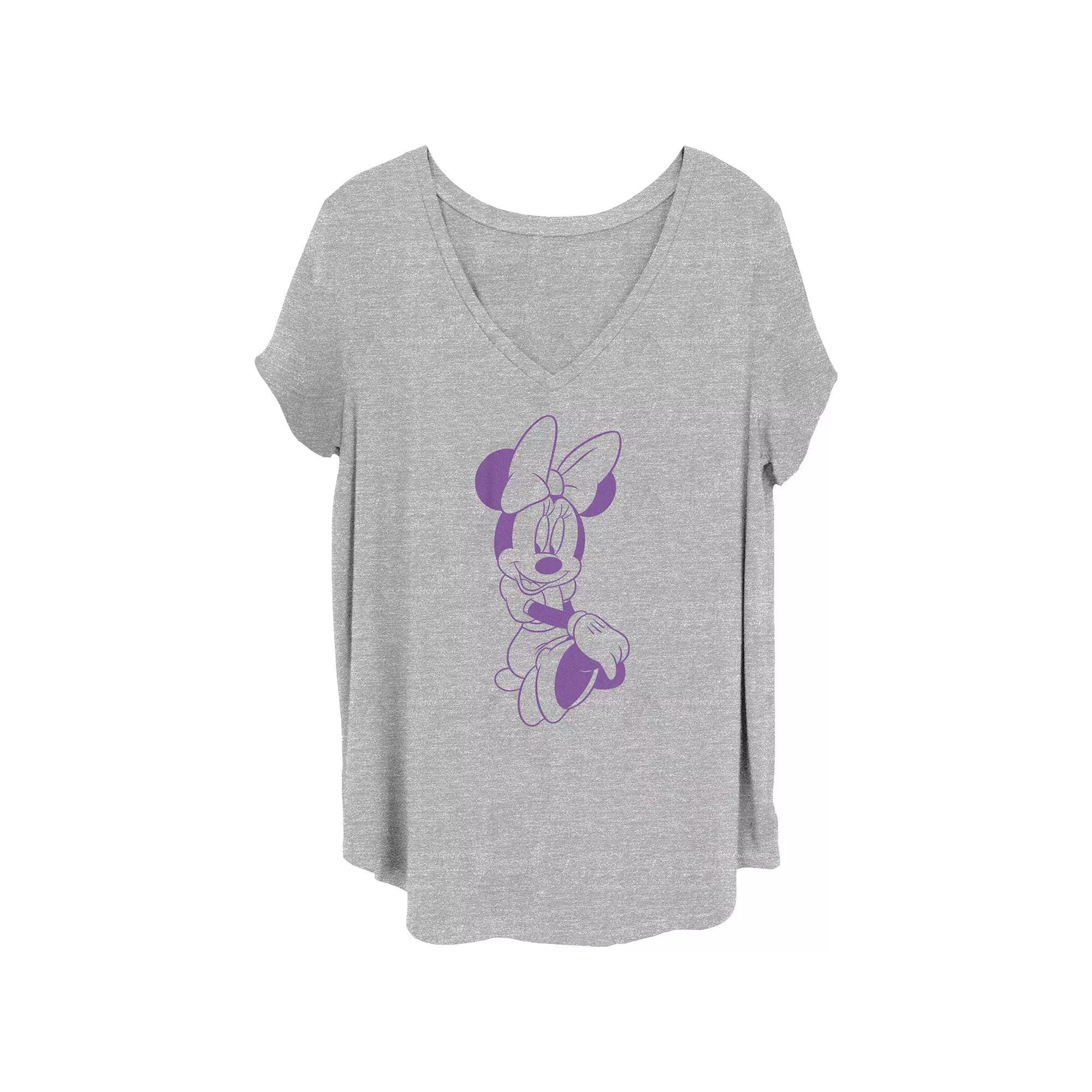Disney's Minnie Proper Sit Juniors' Plus Graphic Tee, Women's, Size: 1XL, Grey Gray Product Image