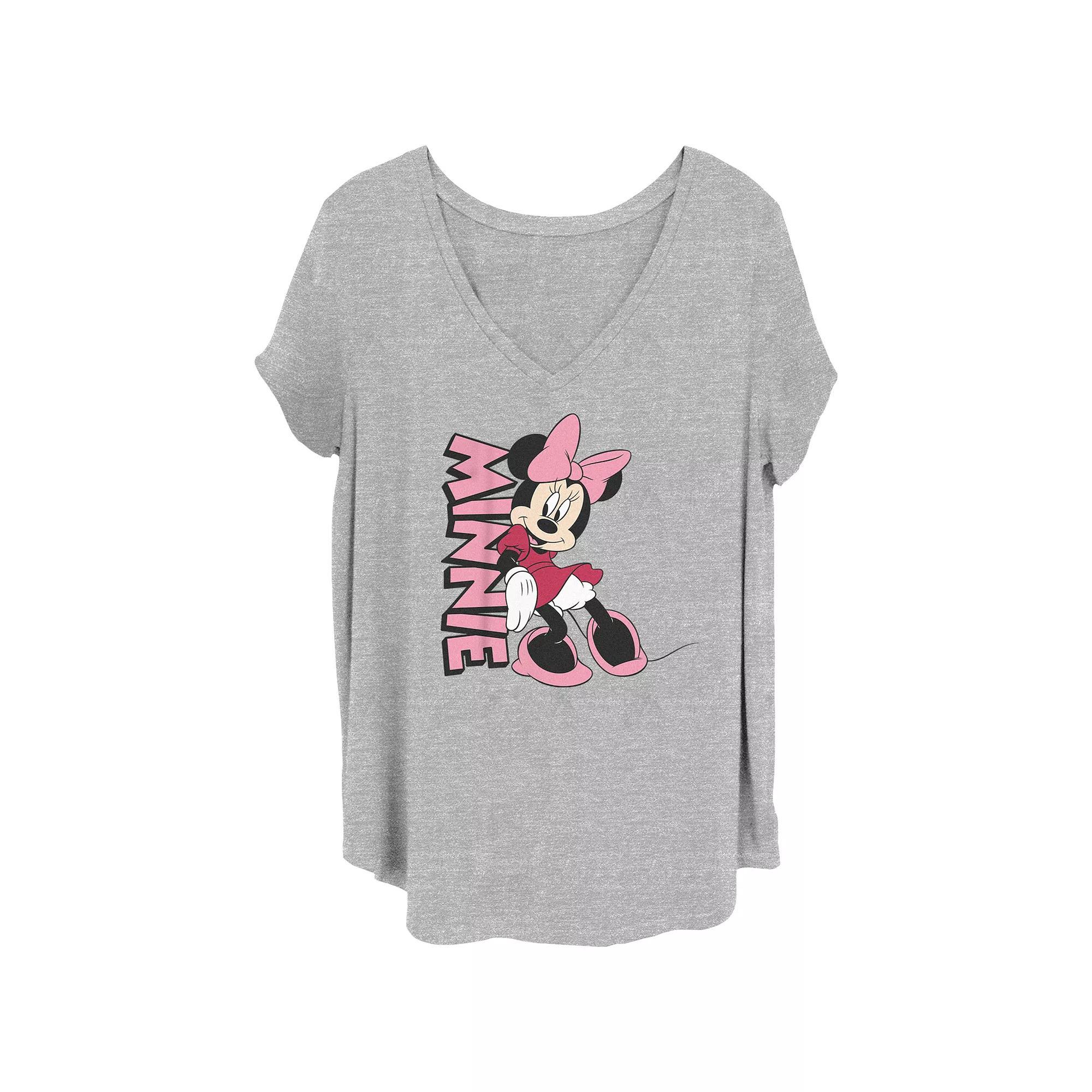 Disney's Minnie Mouse Lean Name Juniors' Plus Graphic Tee, Women's, Size: 4XL, Grey Gray Product Image