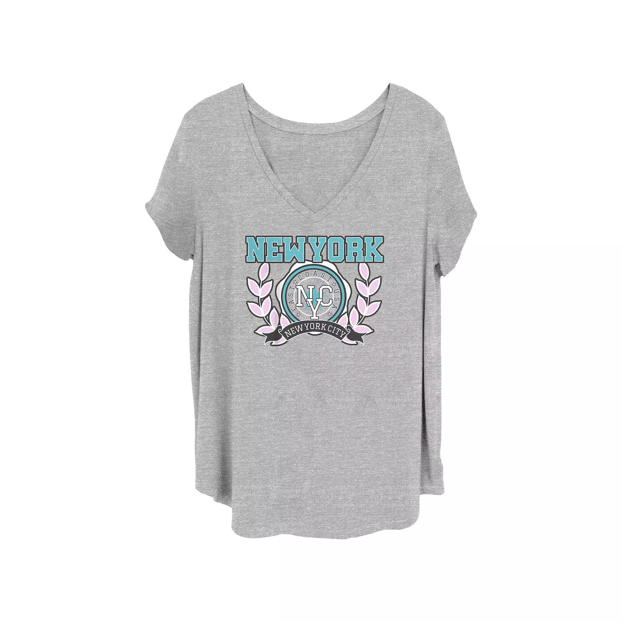 Juniors' Plus Size New York City East Coast USA Graphic Tee, Girl's, Size: 4XL, Grey Gray Product Image