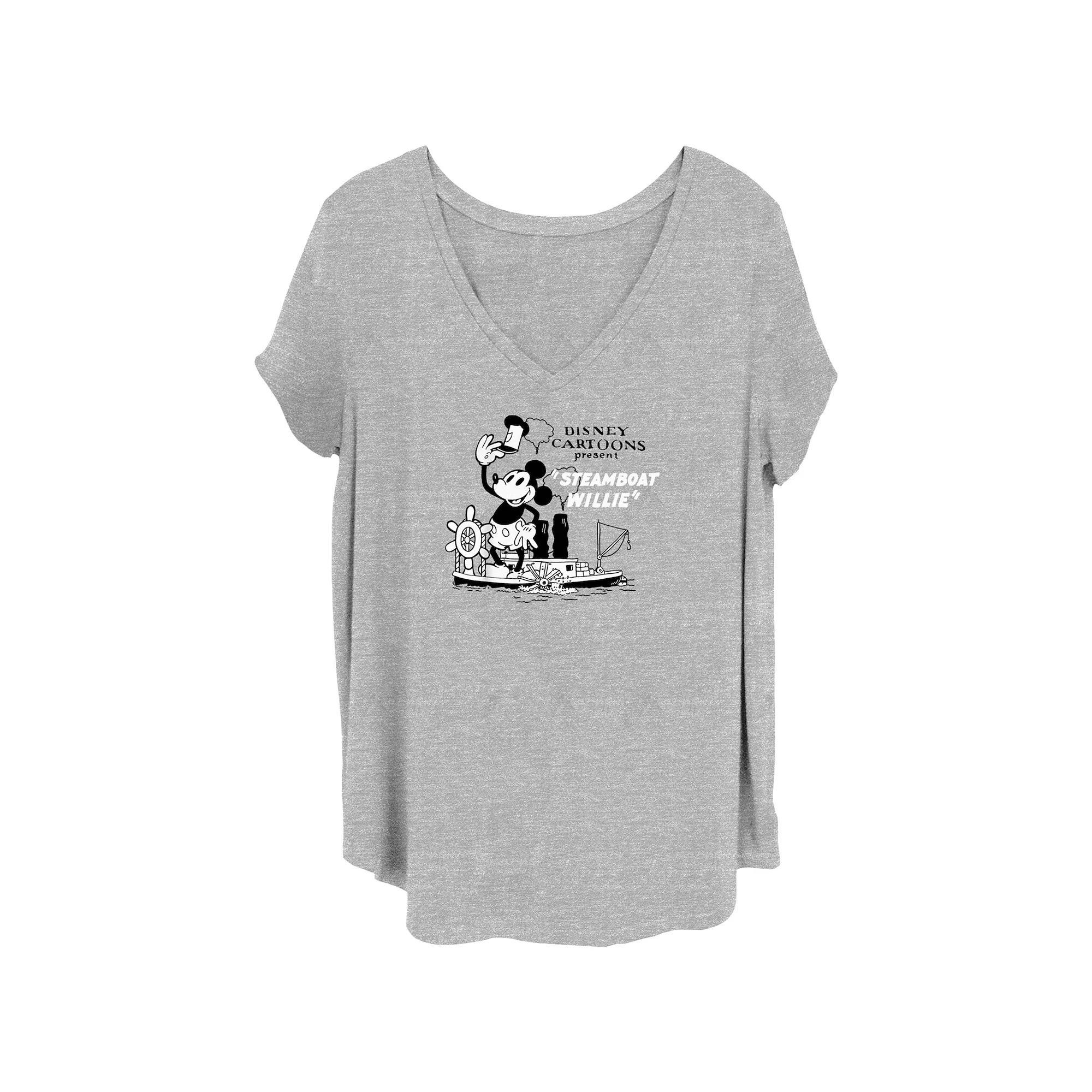Disney's 100th Anniversary Women's Mickey Mouse Club Official Mouseketeer 1955 V-Neck Tee, Girl's, Size: 4XL, Grey Gray Product Image