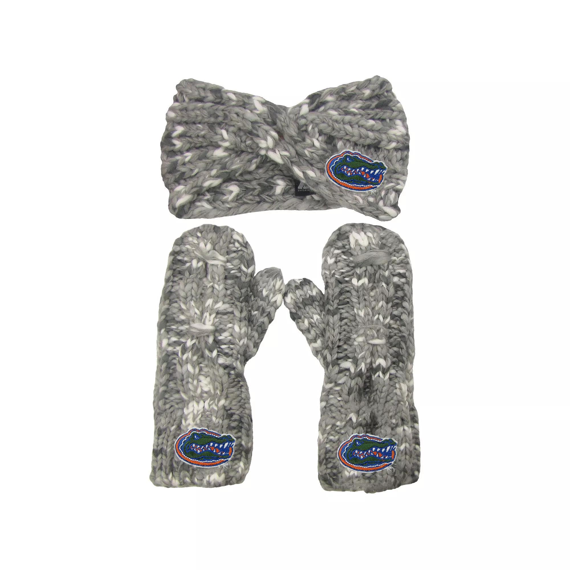 Women's ZooZatz Florida Gators Logo Marled Headband and Mitten Set, Grey Product Image