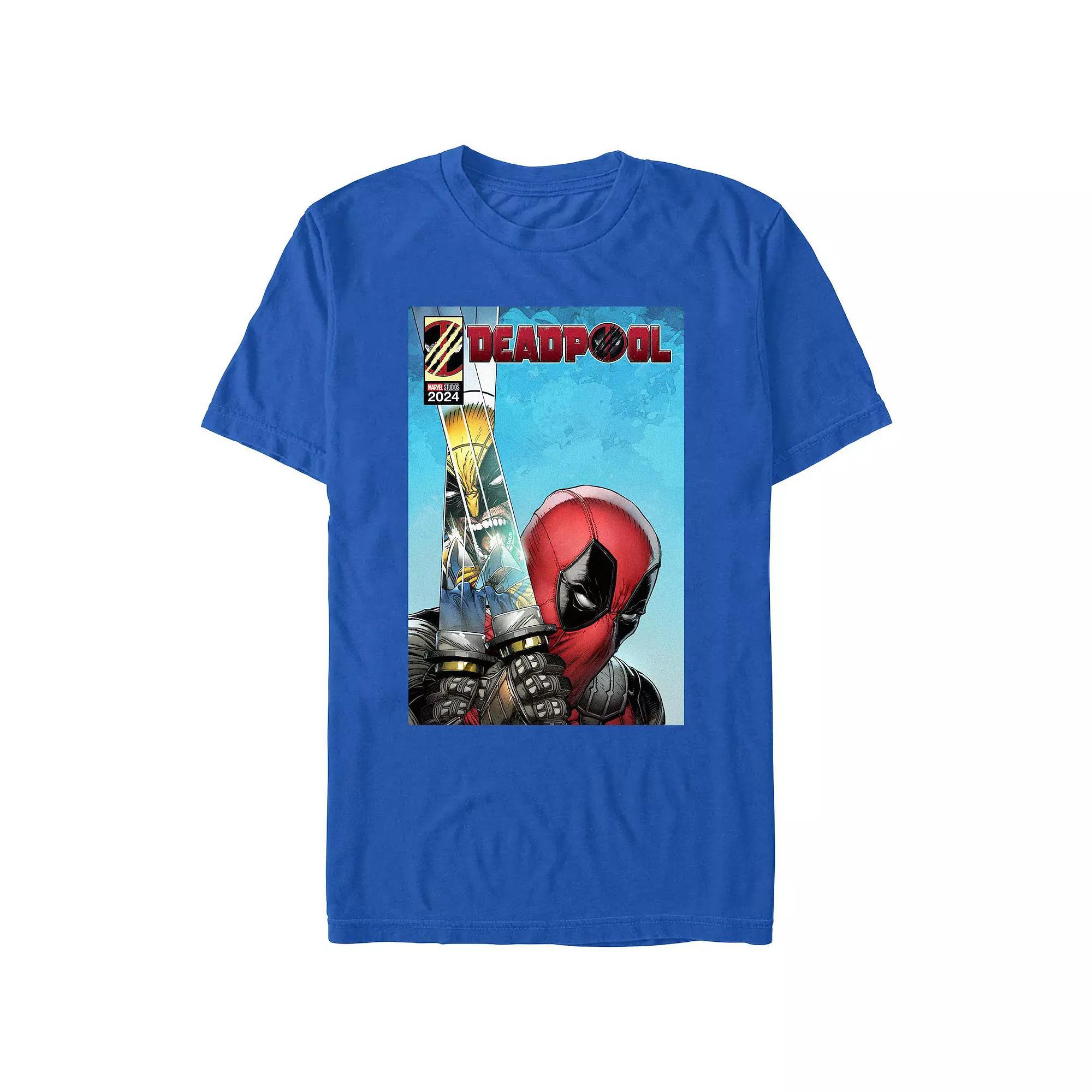 Men's Marvel Deadpool And Wolverine Katanas Reflection Graphic Tee, Size: Small, Royal Product Image