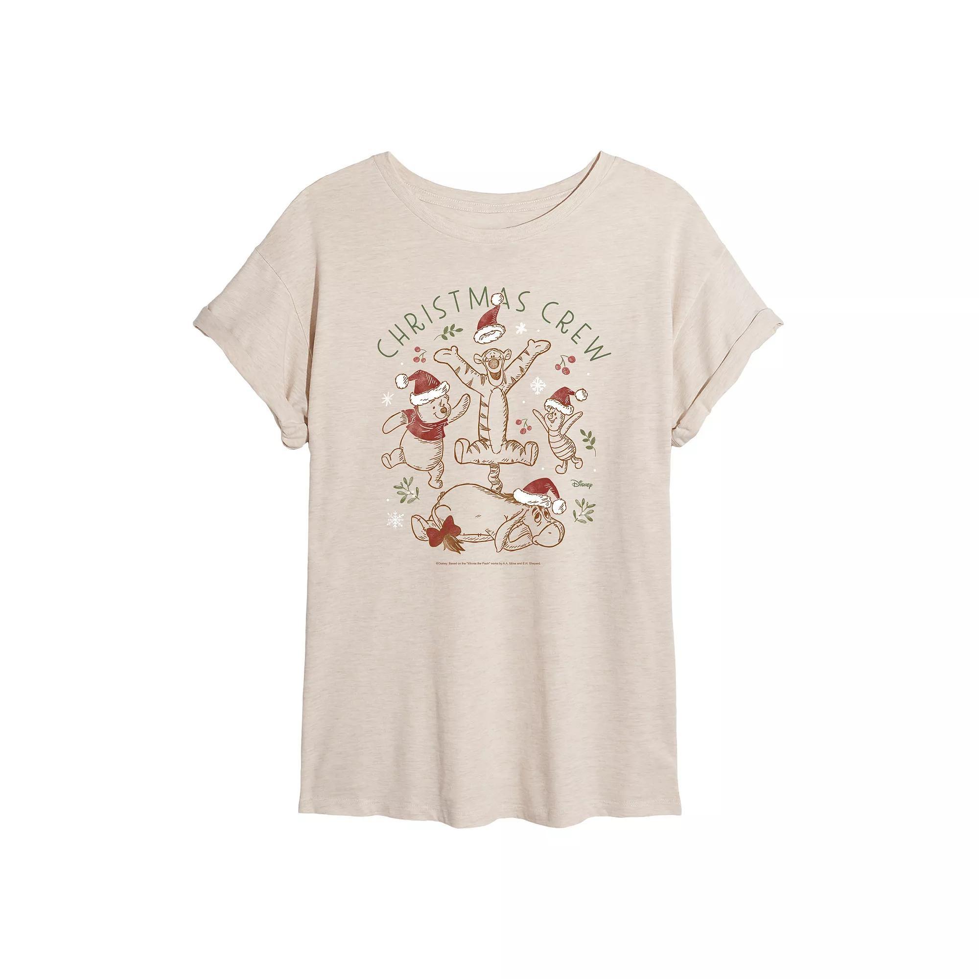 Disney's Winnie The Pooh Women's Christmas Crew Tee, Size: Medium, Beige Product Image