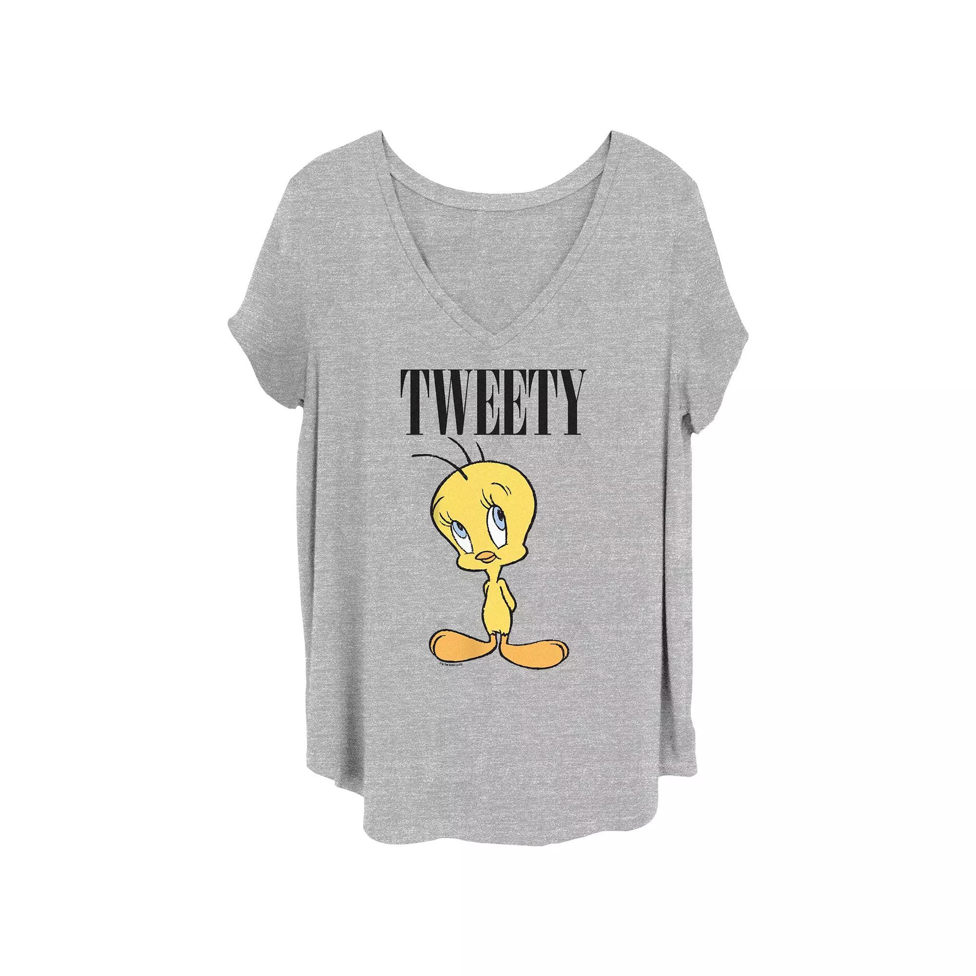 Juniors' Plus Size Looney Tunes Tweety Poster Graphic Tee, Women's, Size: 2XL, Grey Gray Product Image