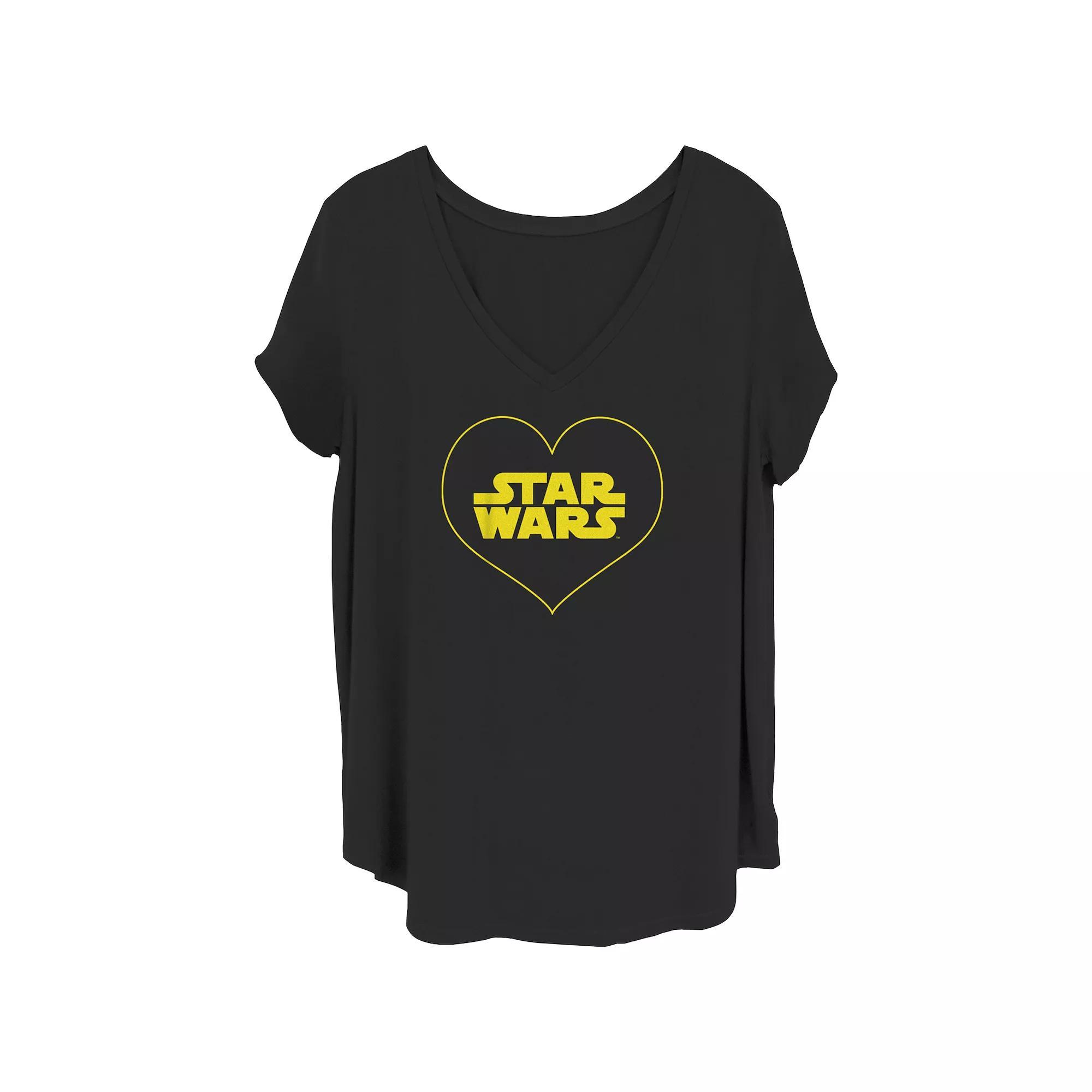Juniors' Plus Size Star Heart Graphic Tee, Women's, Size: 1XL, Black Product Image