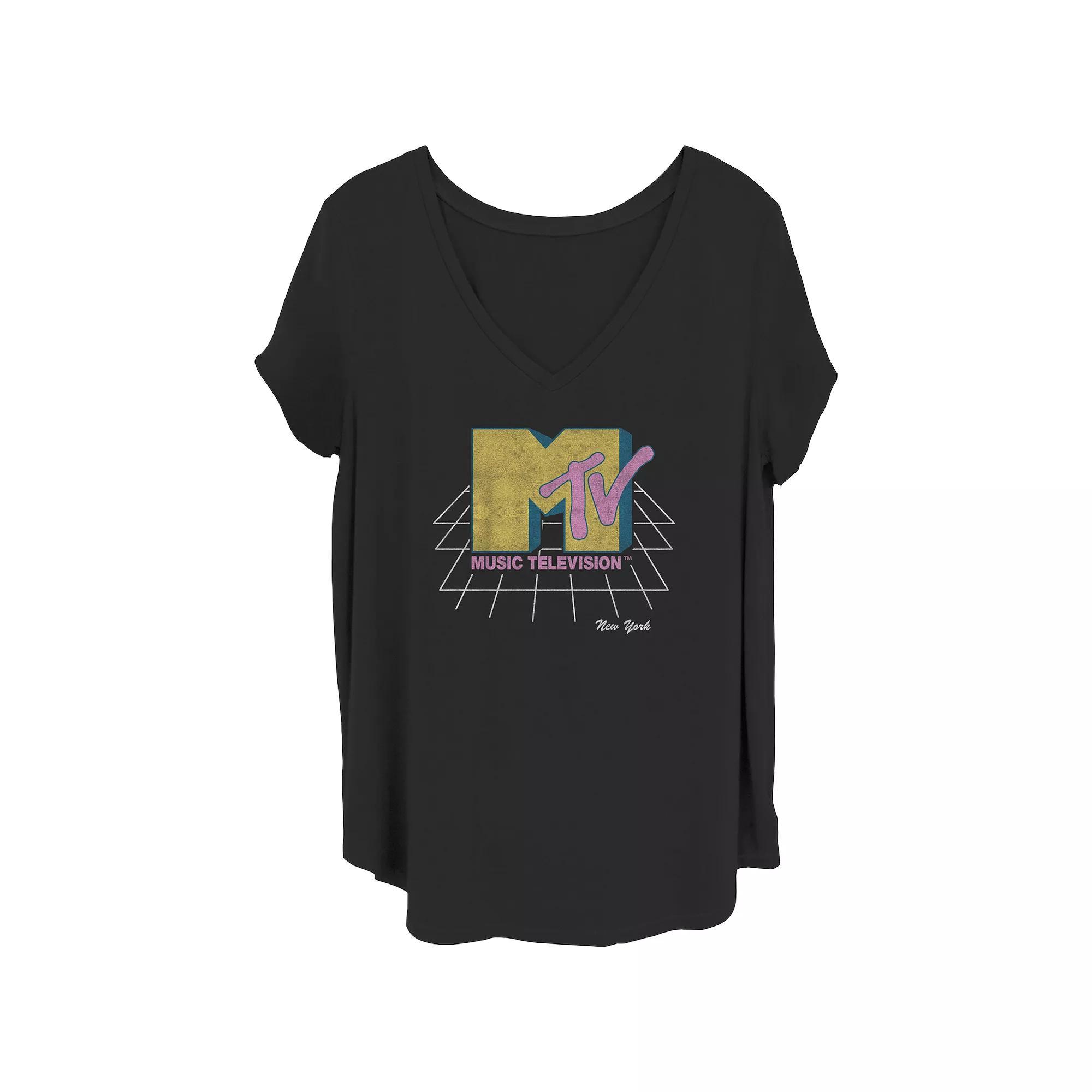 Juniors' Plus Size Small Rose MTV Graphic Tee, Women's, Size: 3XL, Black Product Image