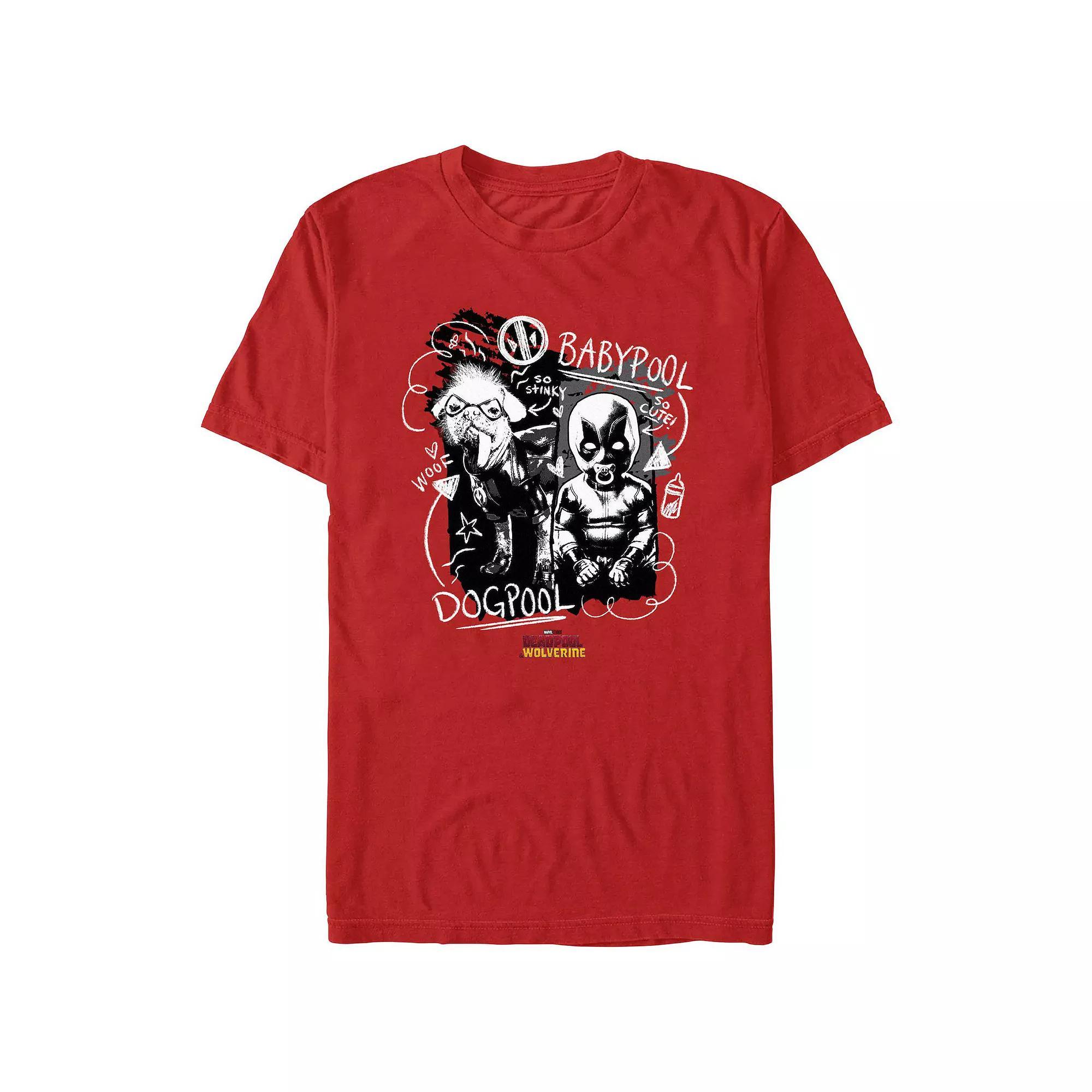 Men's Marvel Deadpool And Wolverine Dogpool And Babypool Graphic Tee, Size: Small, Red Product Image