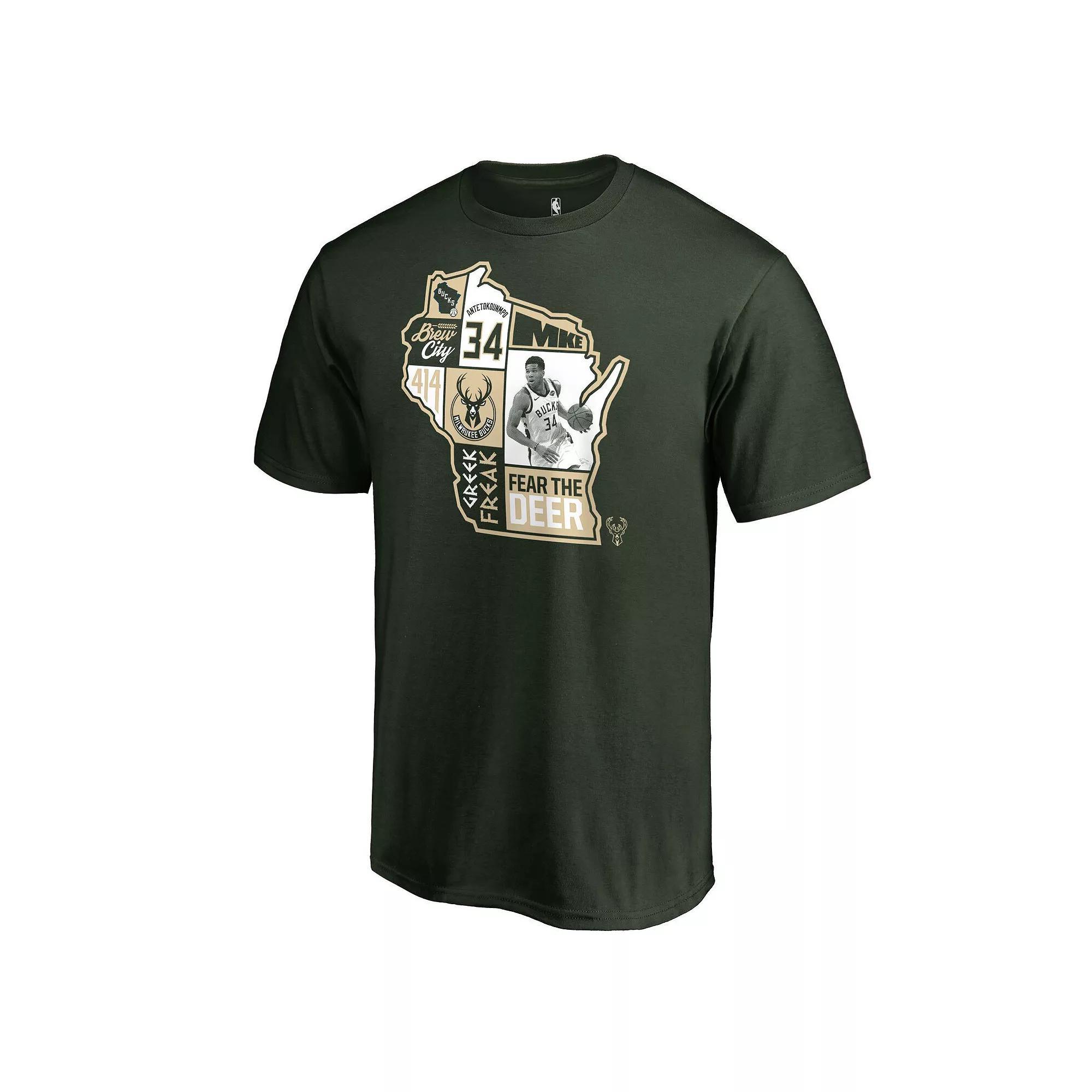 Men's Giannis Antetokounmpo Hunter Green Milwaukee Bucks Player State T-Shirt, Size: 4XL, Team Product Image