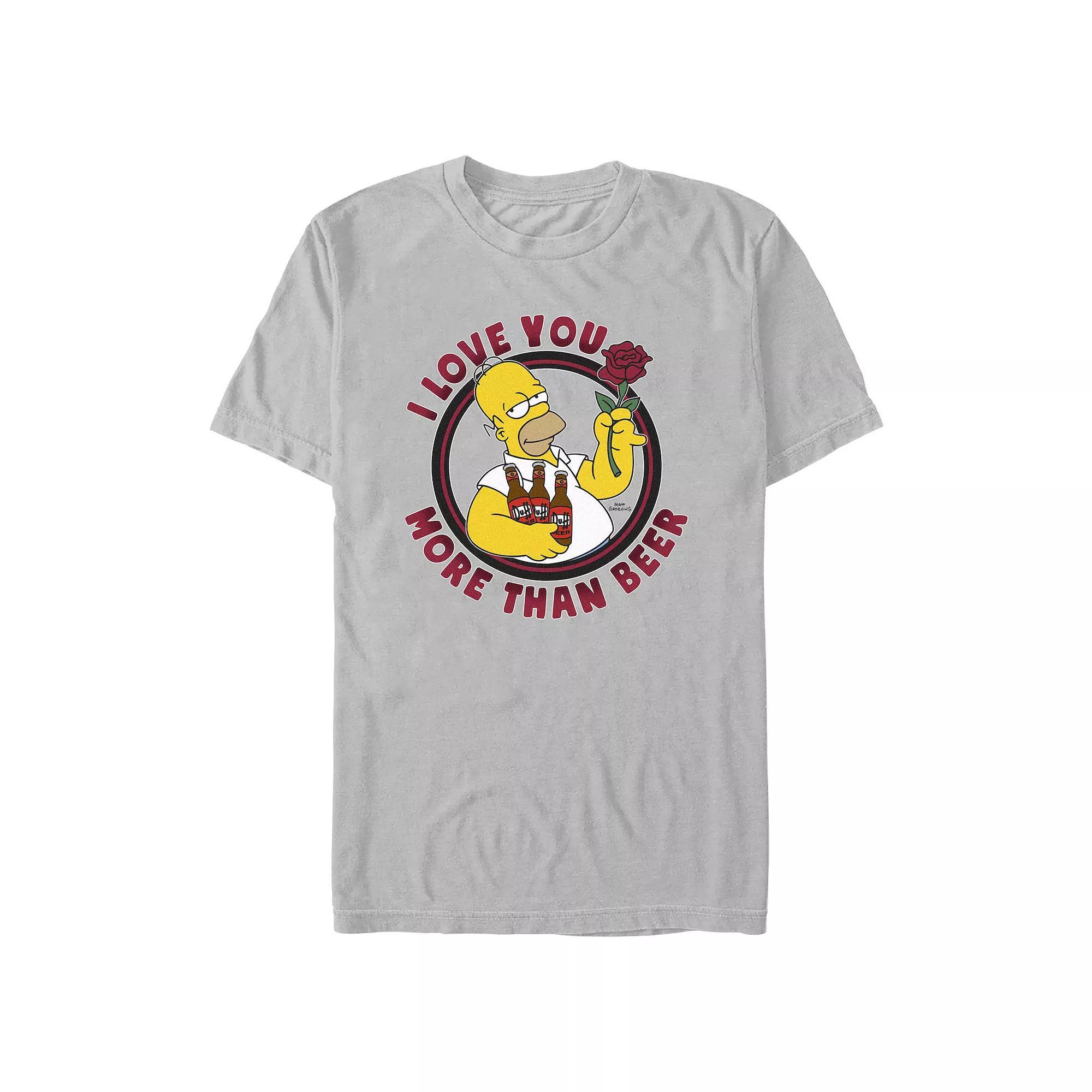 Men's The Simpsons Love And Beer Tee Graphic Tee, Size: XL, Silver Product Image