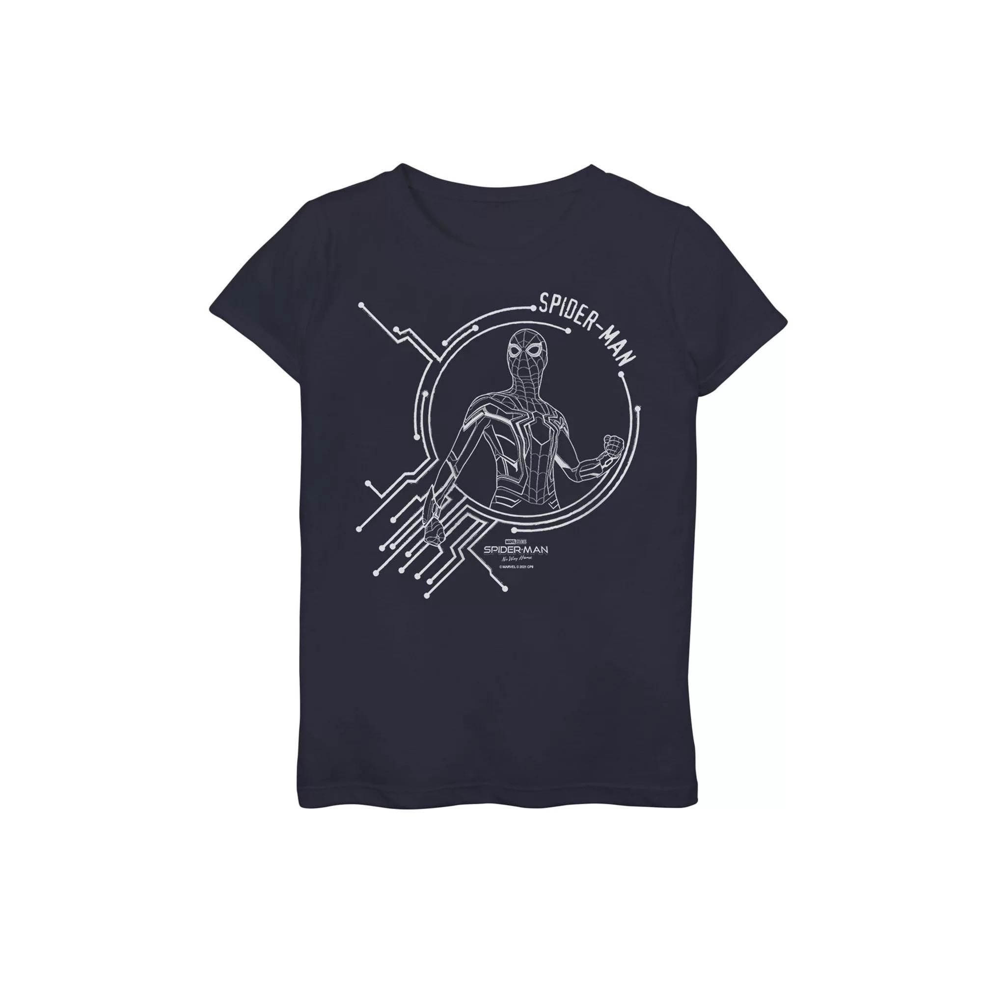 Girls 7-16 Marvel Spider-Man No Way Home Spider-Man White Tech Logo Graphic Tee, Girl's, Size: XL, Blue Product Image