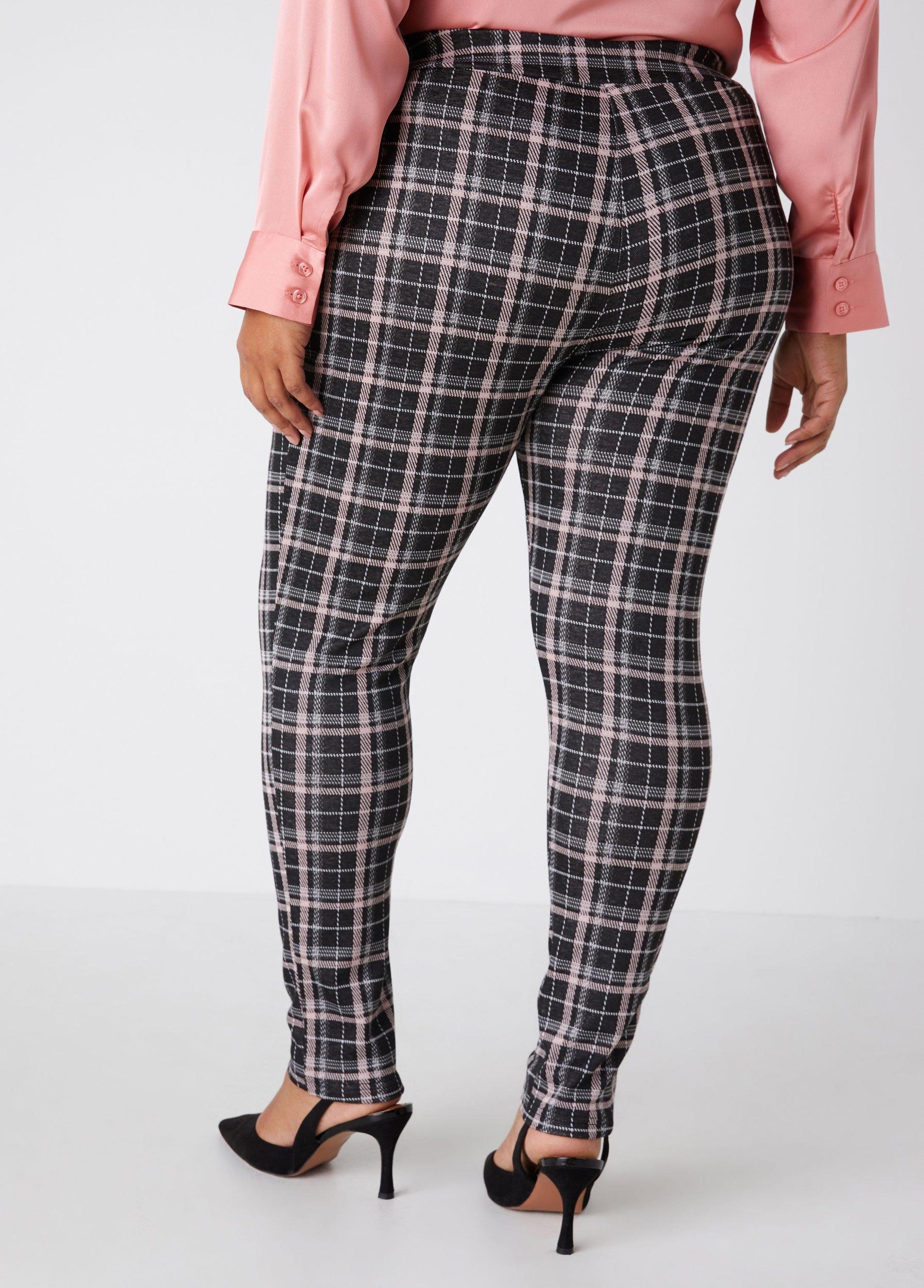 High Rise Plaid Knit Leggings Product Image