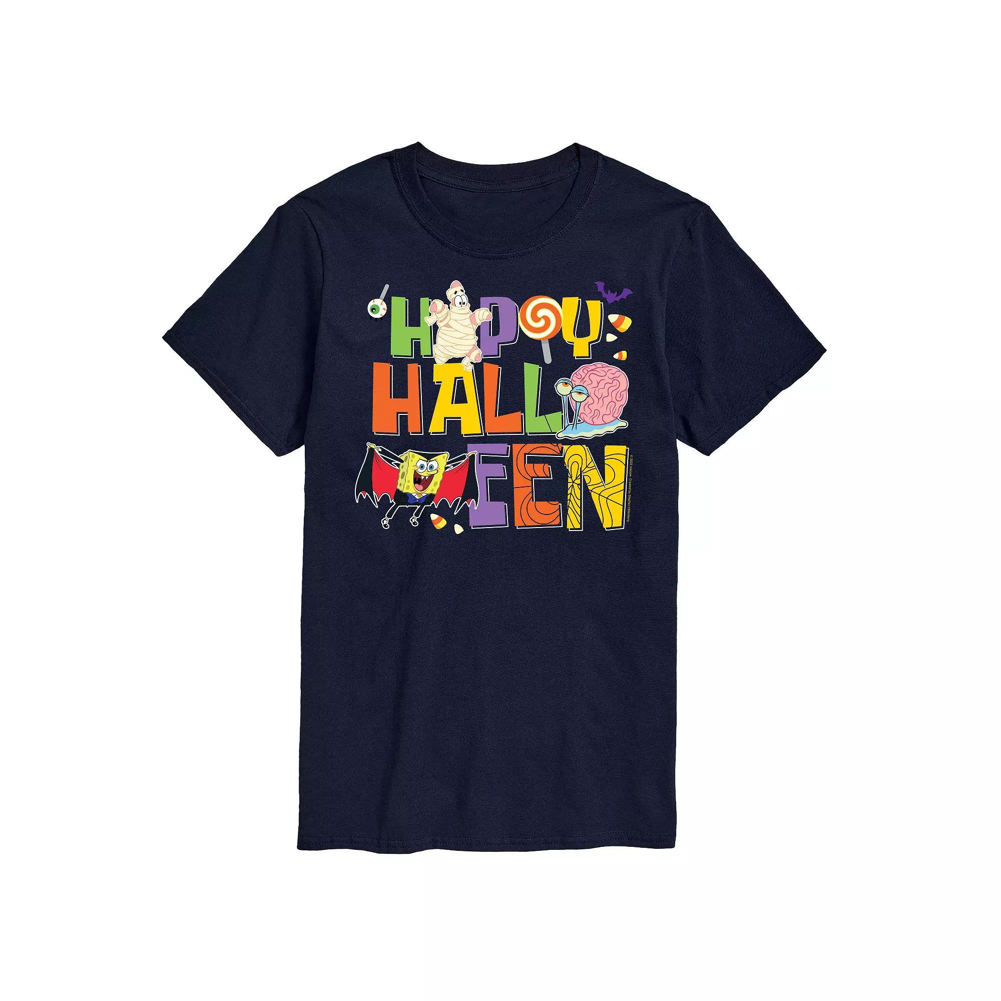 Big & Tall Spongebob Happy Halloween Graphic Tee, Mens Blue Product Image