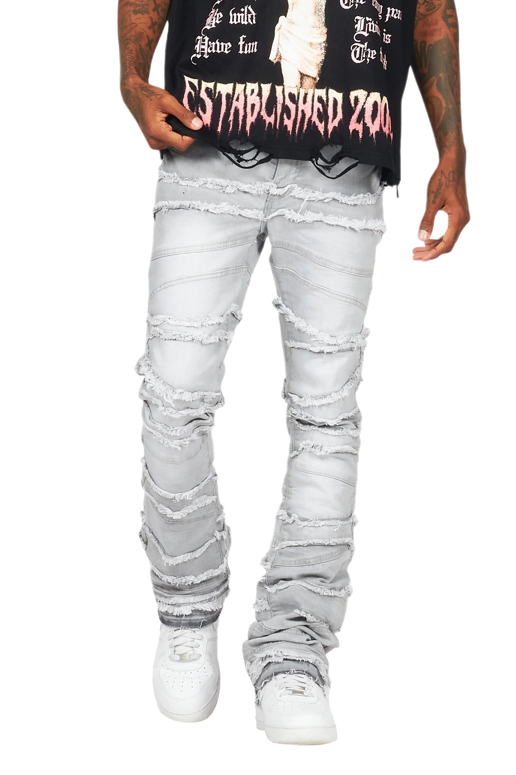 Franko Light Grey Stacked Flare Jean Male Product Image