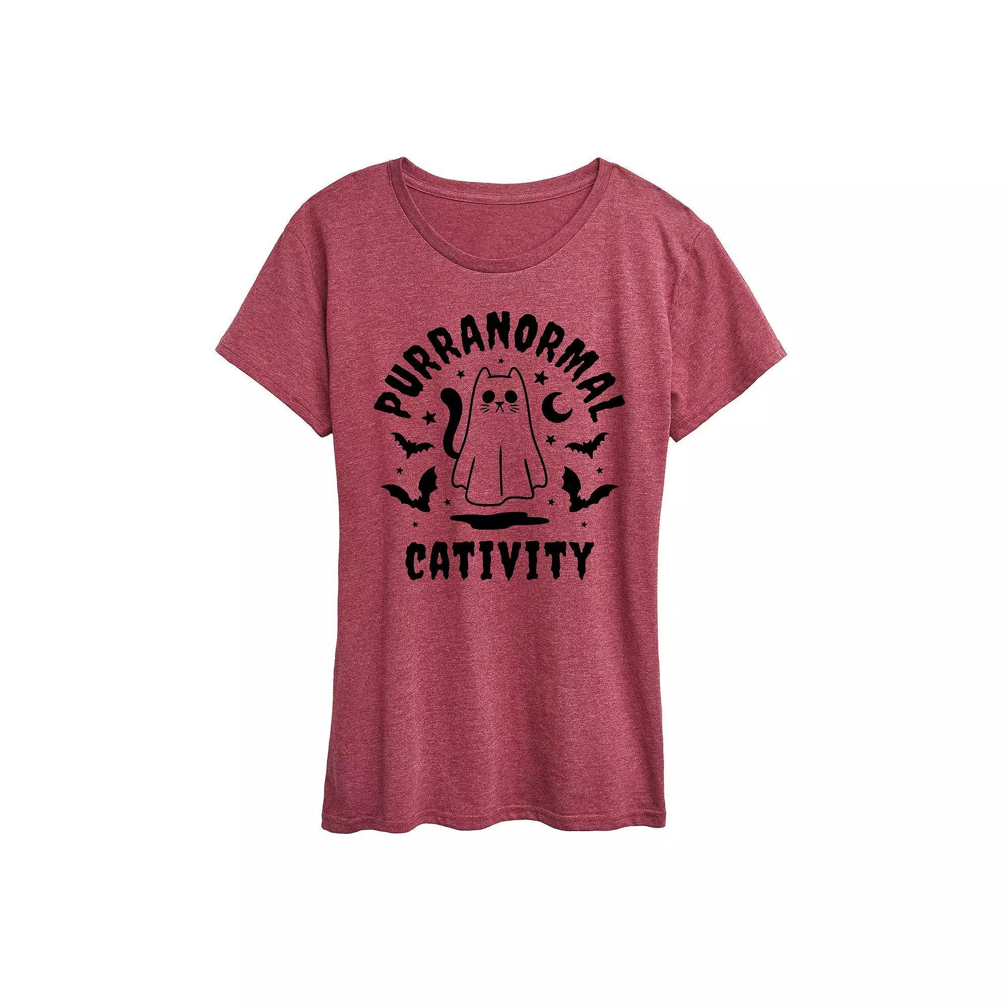 Womens Purranormal Cativity Halloween Tee, Girls Grey Wine Product Image