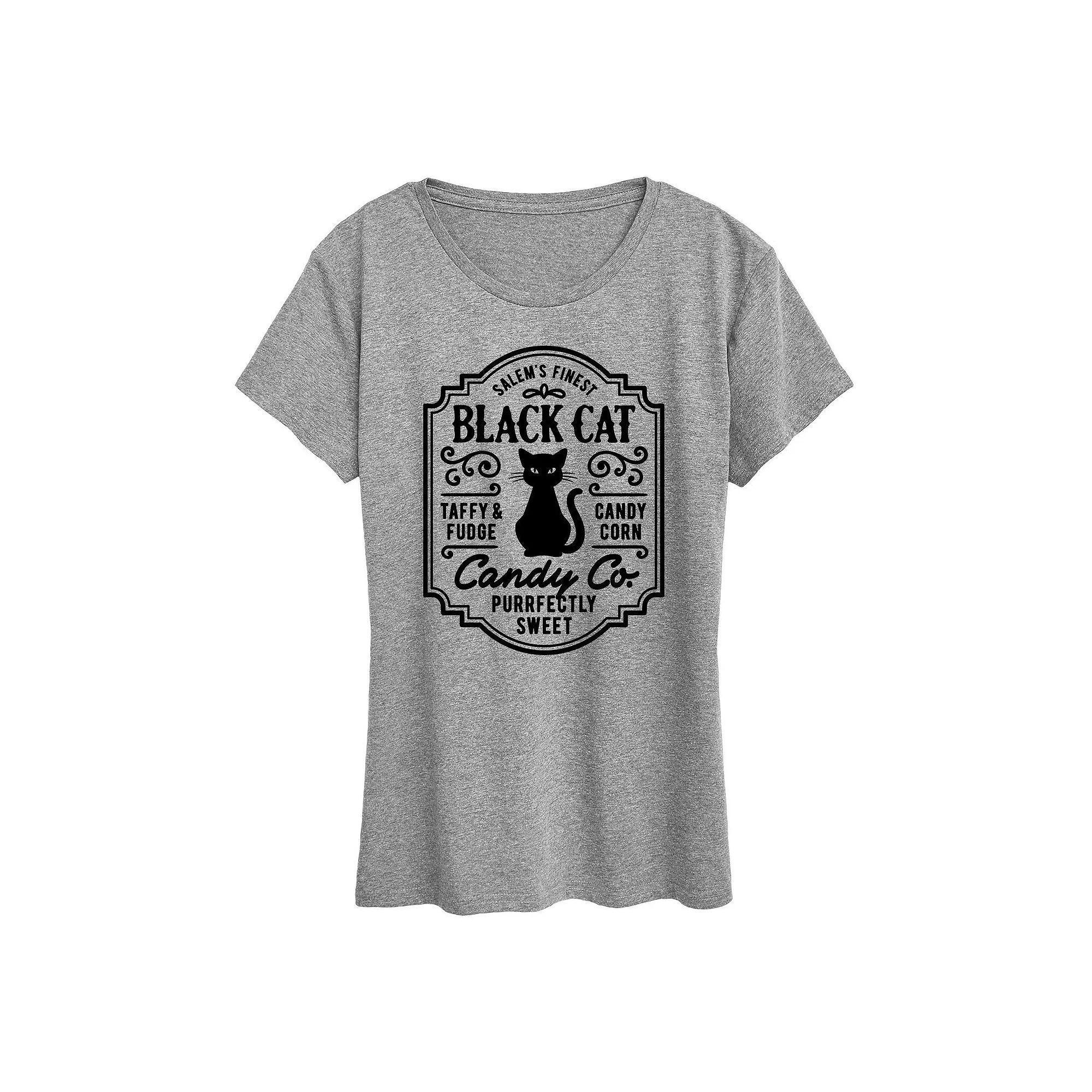 Womens Black Cat Candy Co Halloween Tee, Girls Product Image