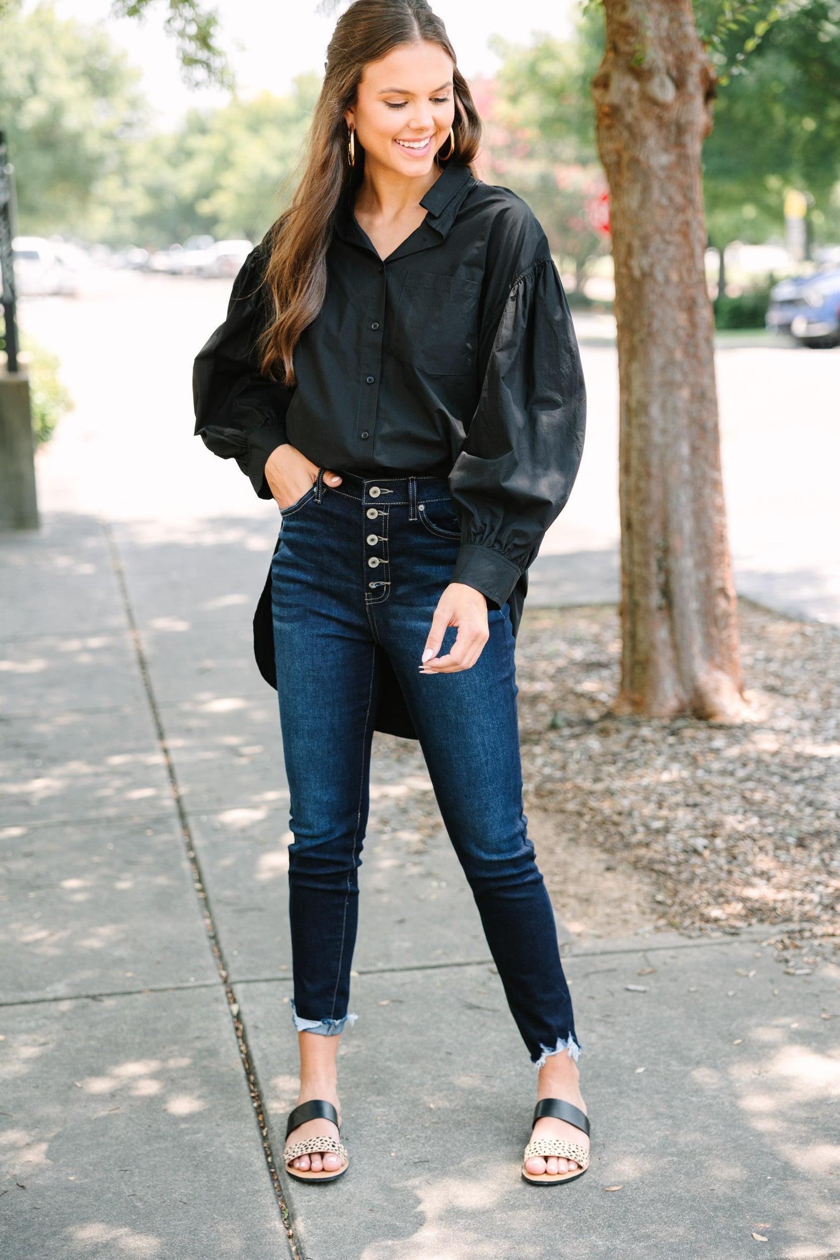 All On You Black Button Down Tunic Female Product Image