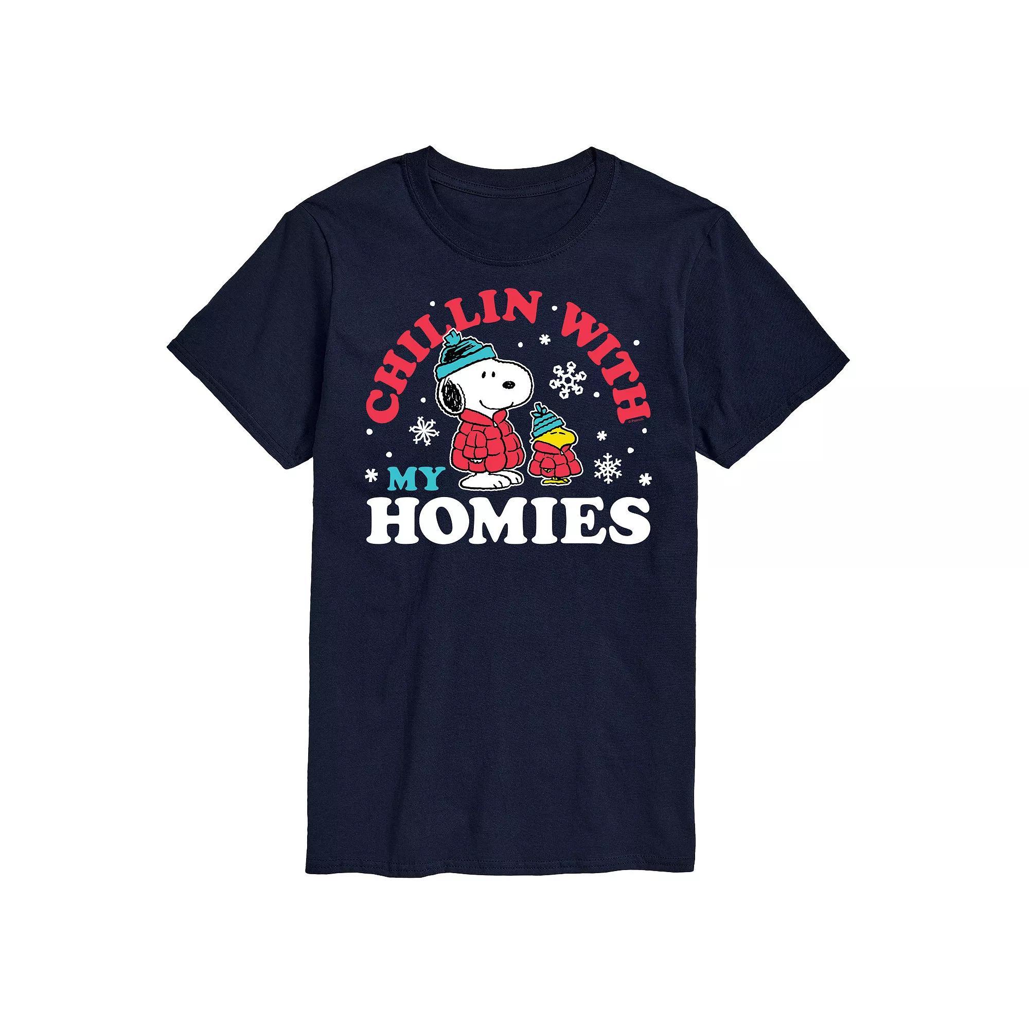 Mens Peanuts Chillin With My Homies Tee Grey Product Image