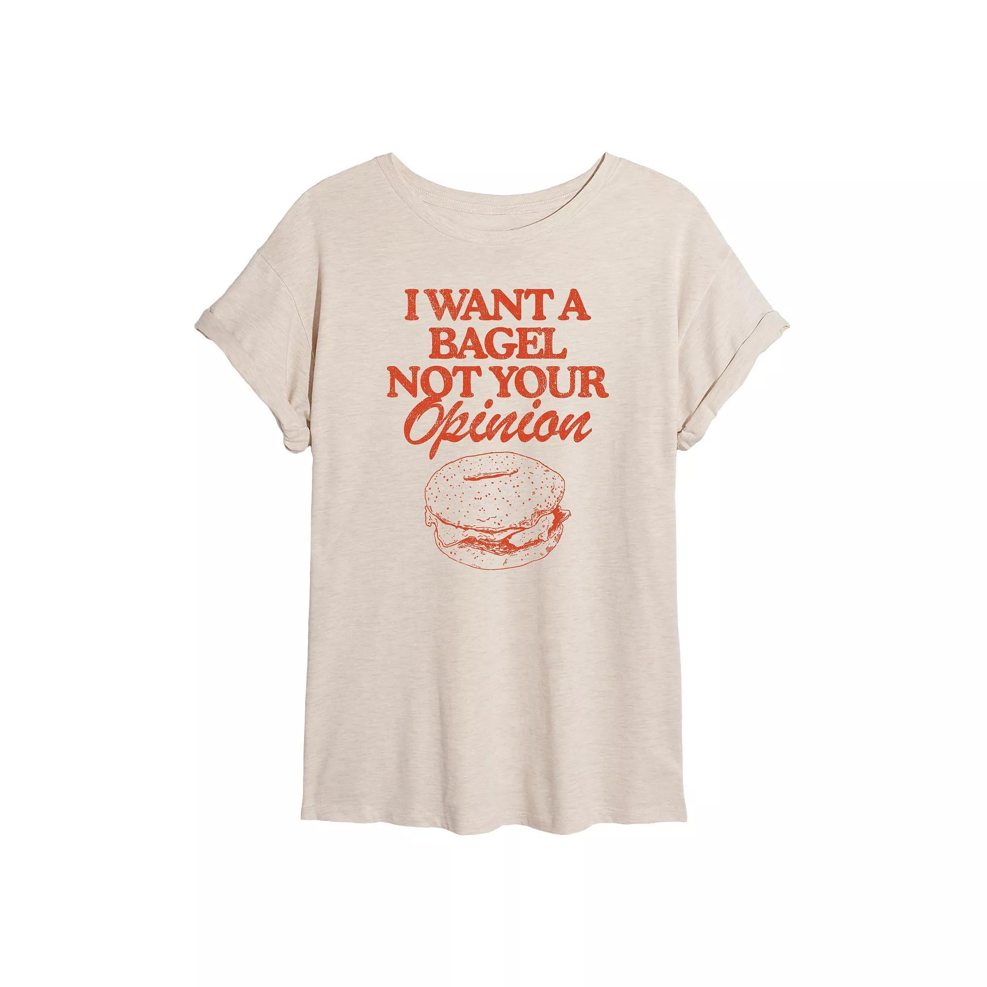 Juniors I Want A Bagel Oversized Tee, Girls Brown Product Image