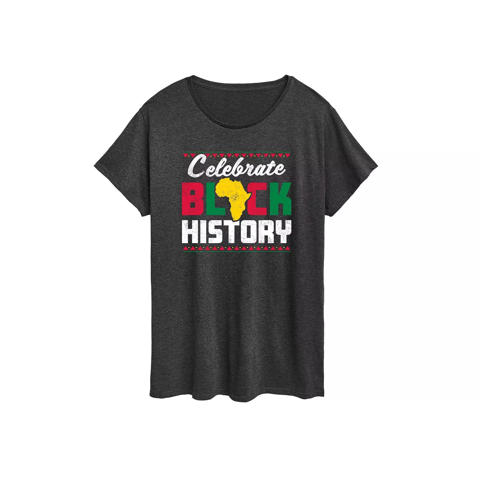 Plus Celebrate Black History Month Graphic Tee, Womens Heather Grey Product Image