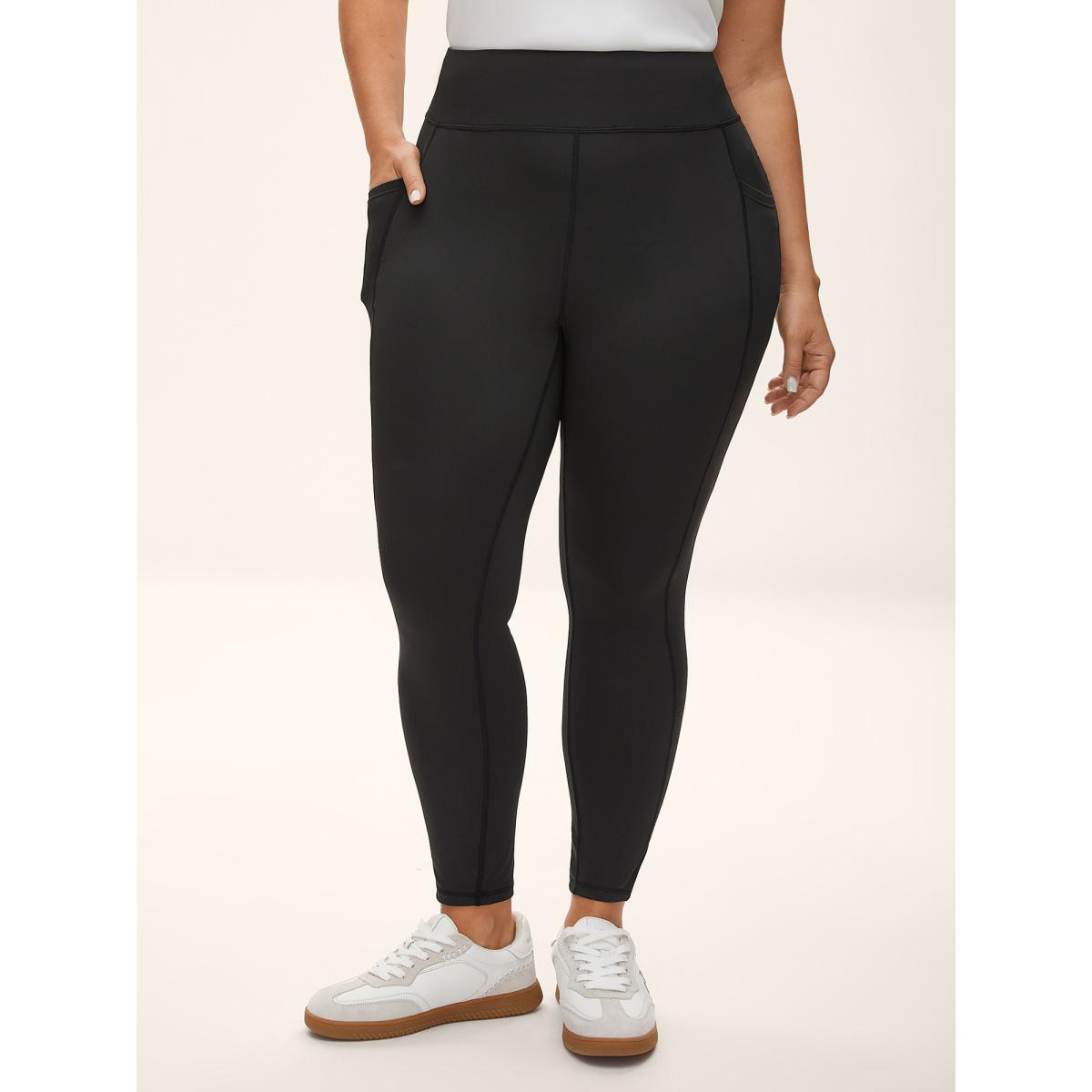 Plus Size Stretchy Wide-Waistband Tight-Fit Leggings Women Black Everyday-Casual Leggings BloomChic 10/M Product Image